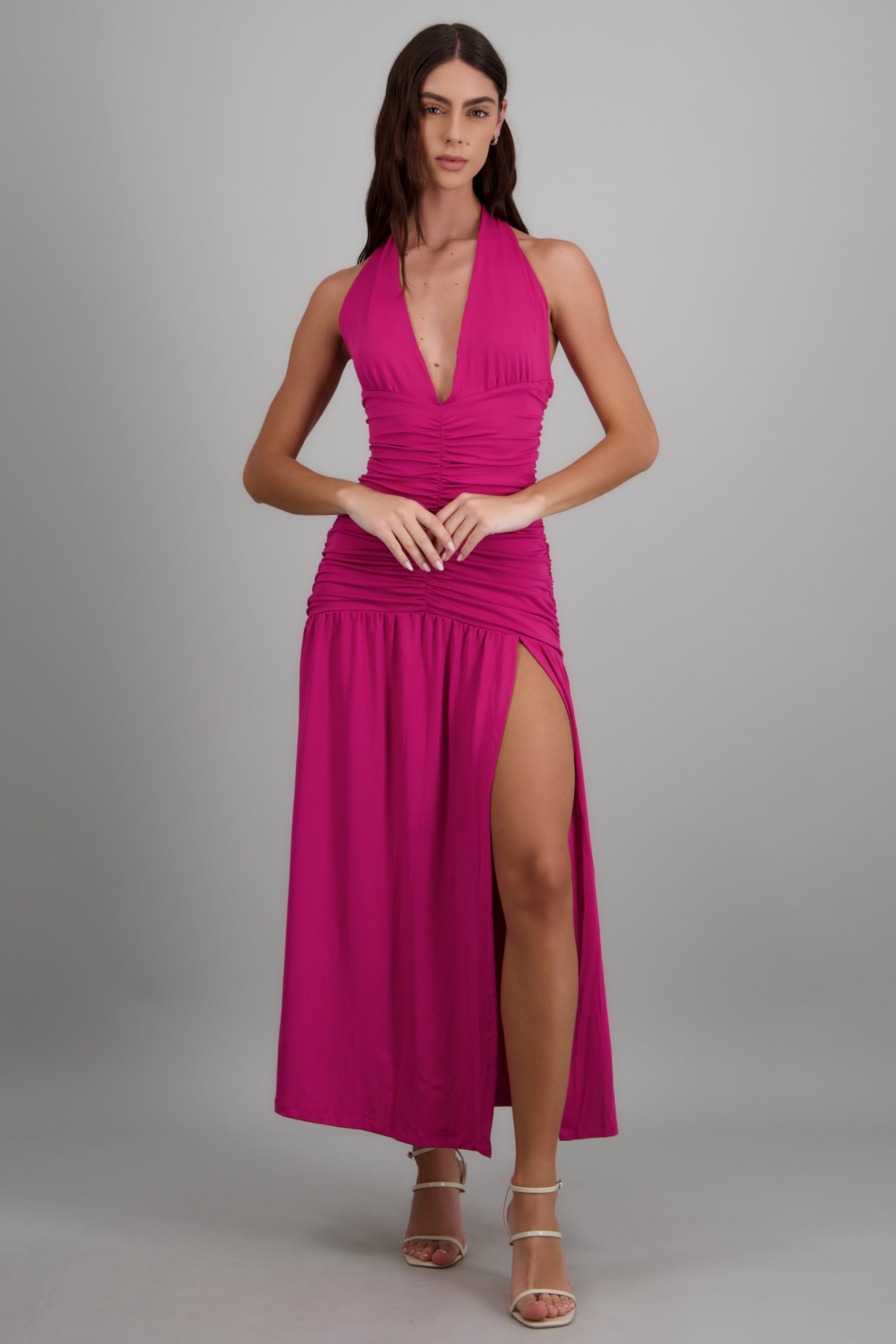 Vestido maxi liso MAGENTA