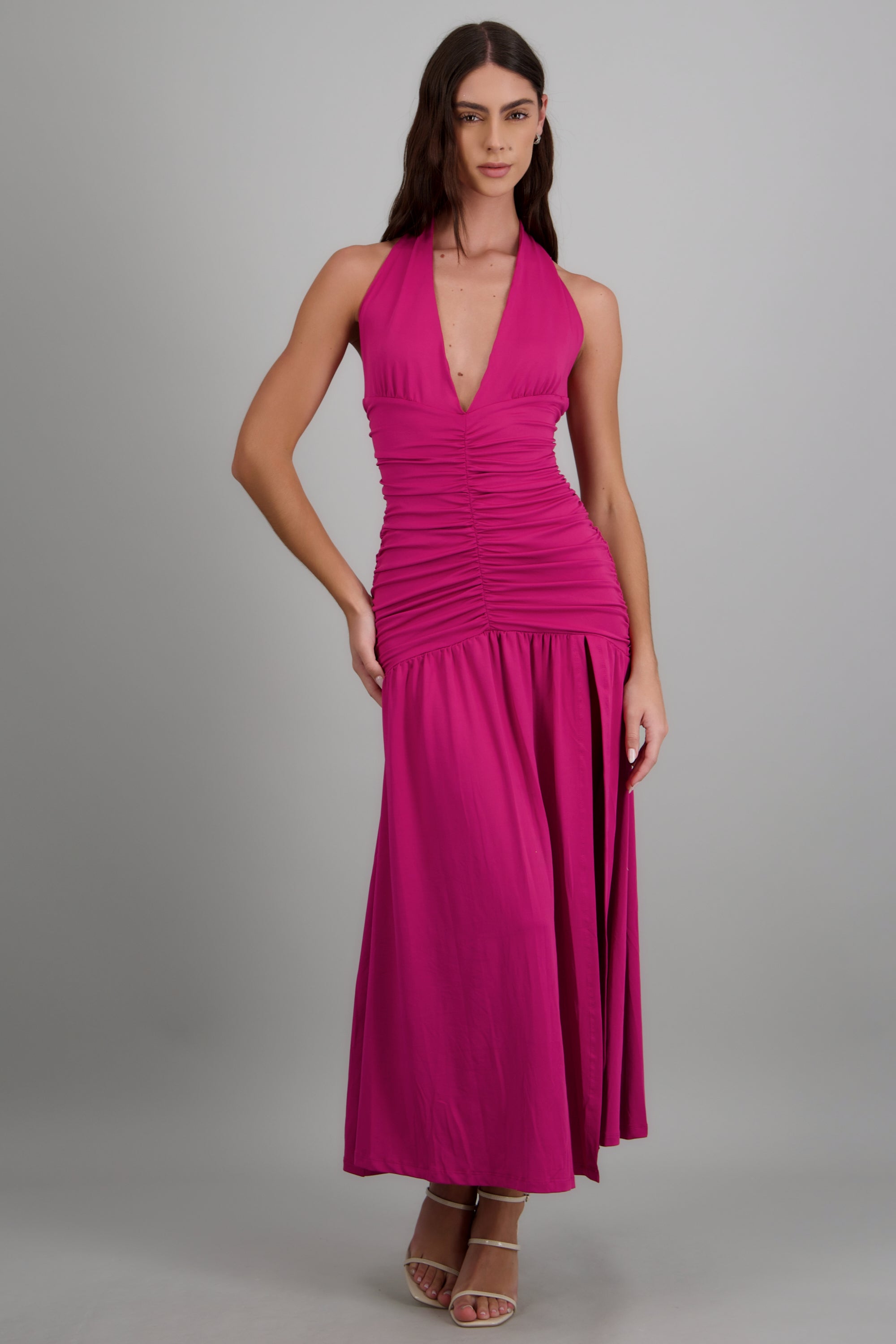 Vestido maxi liso MAGENTA