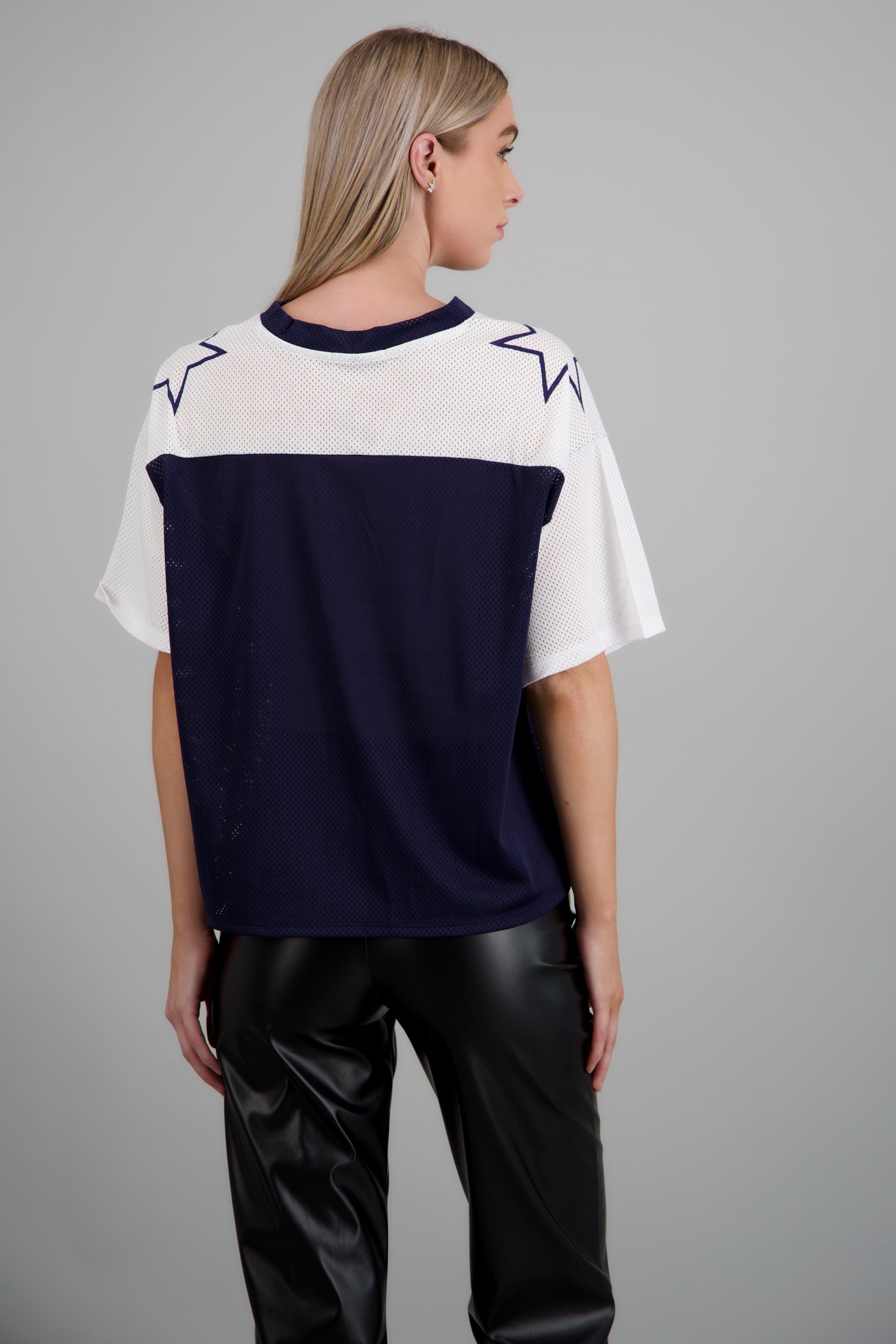 Playera jersey manga corta contraste MARINO