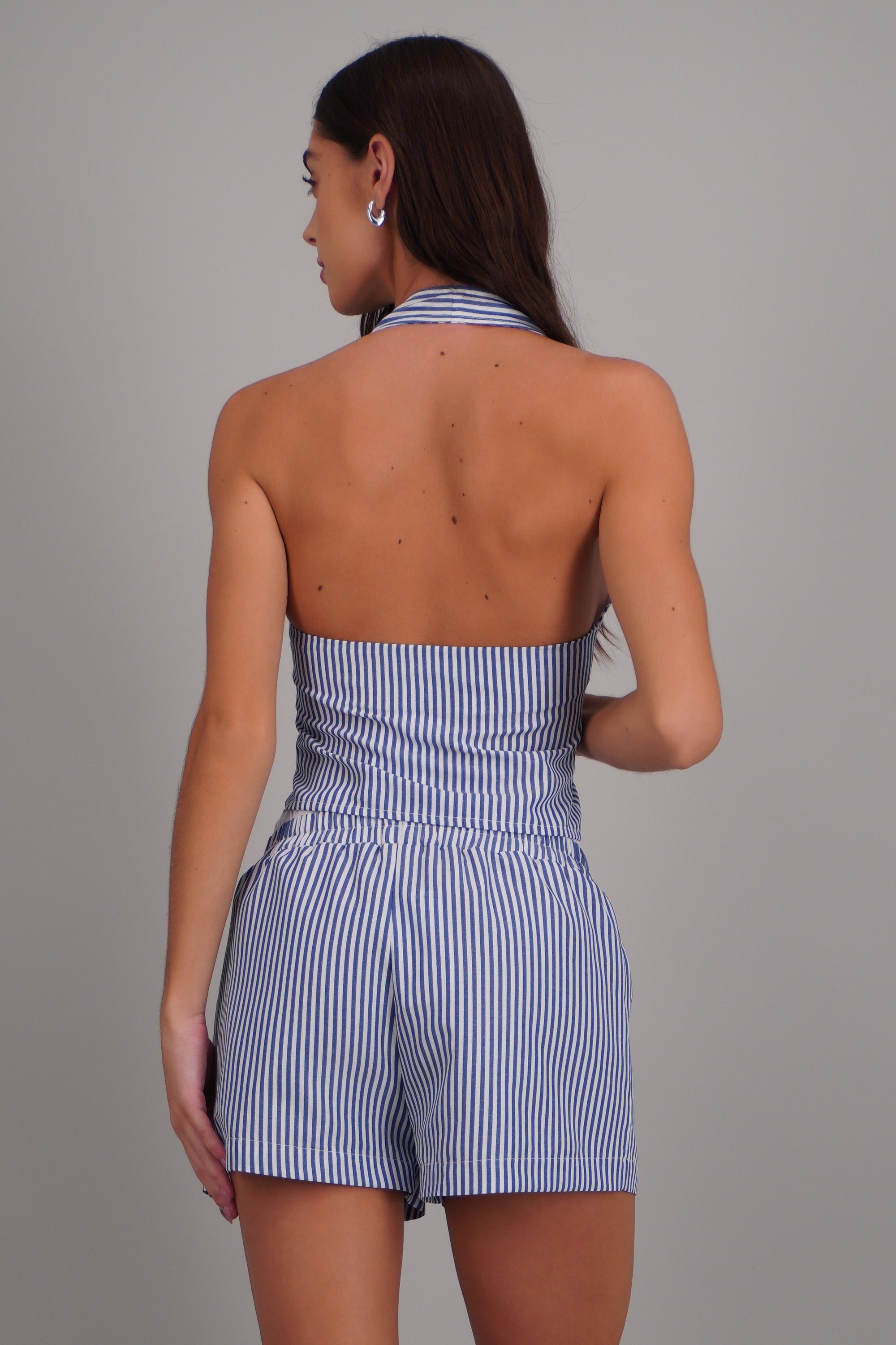 Top halter estampado rayas AZUL COMBO