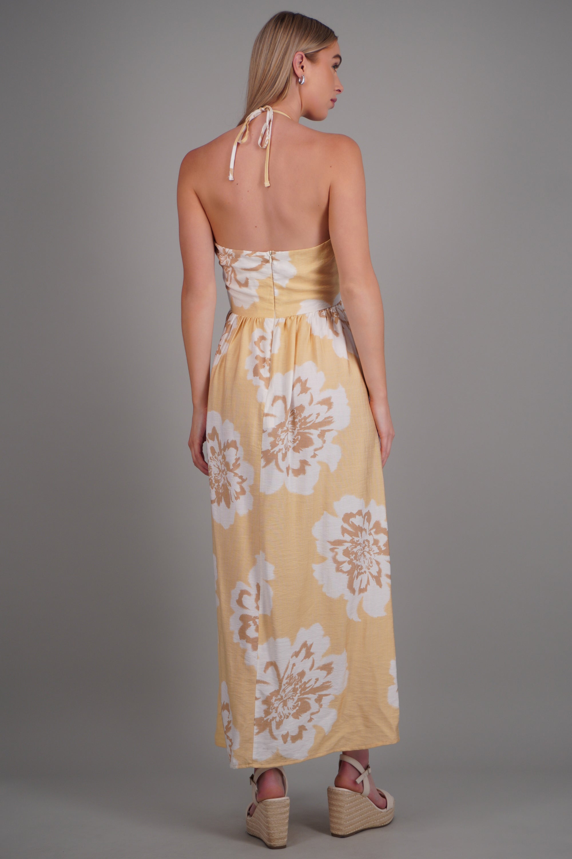 Vestido maxi estampado flores AMARILLO COMBO