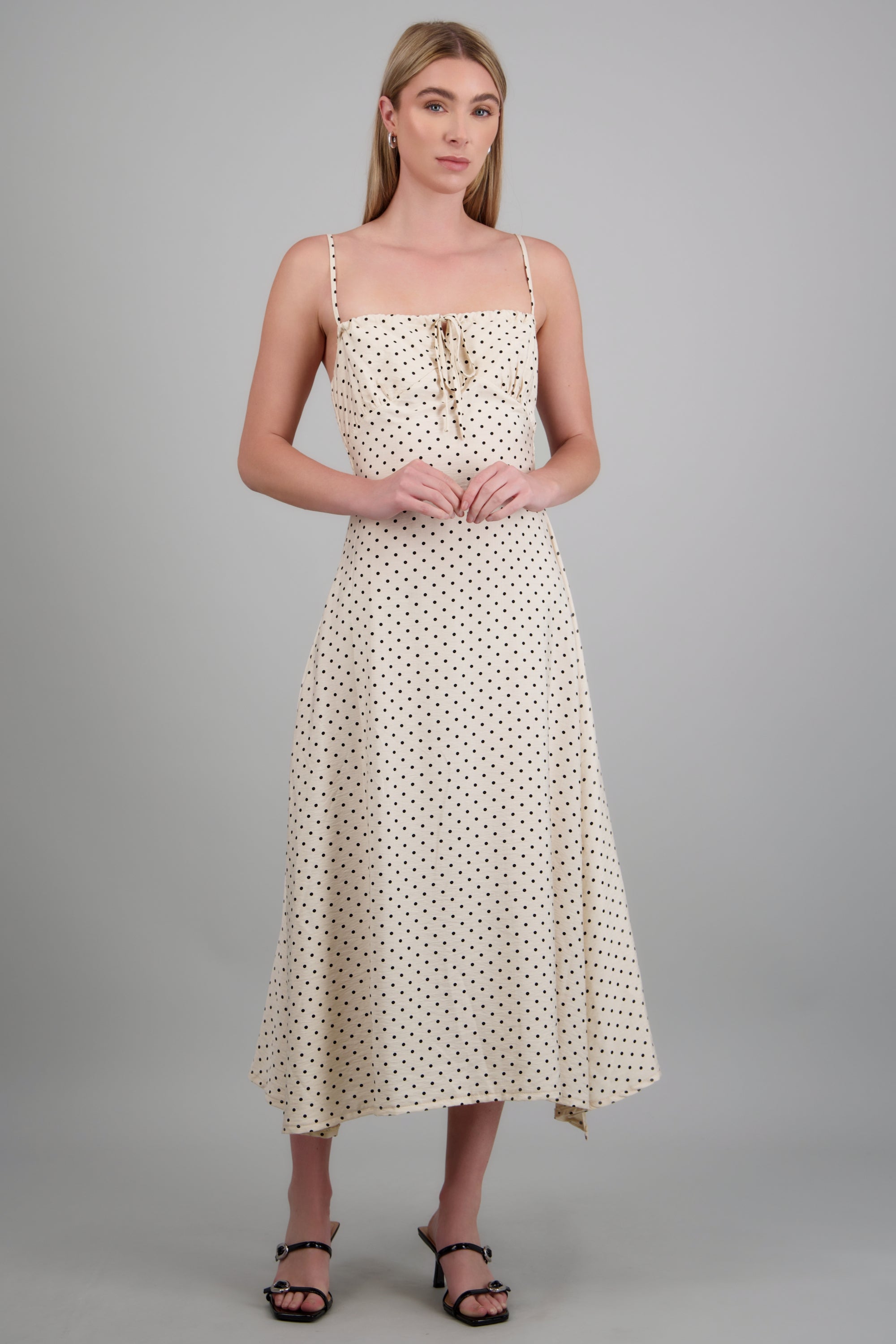 Vestido midi tirantes polka dots HUESO COMBO