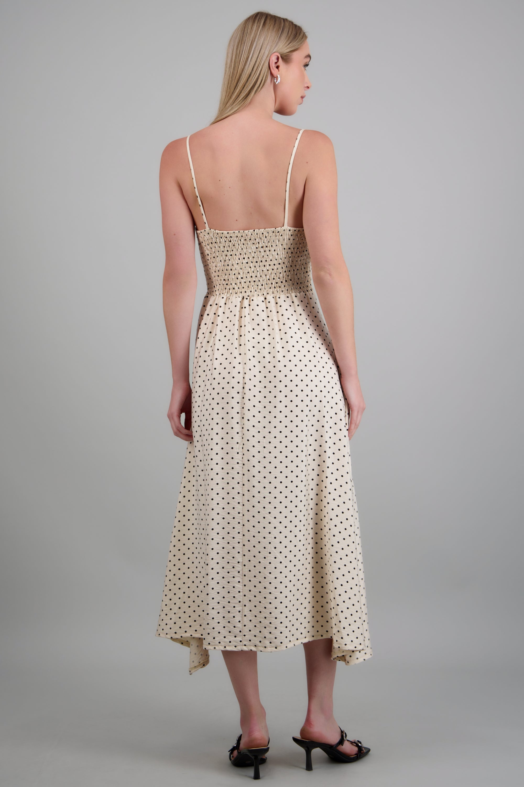 Vestido midi tirantes polka dots HUESO COMBO