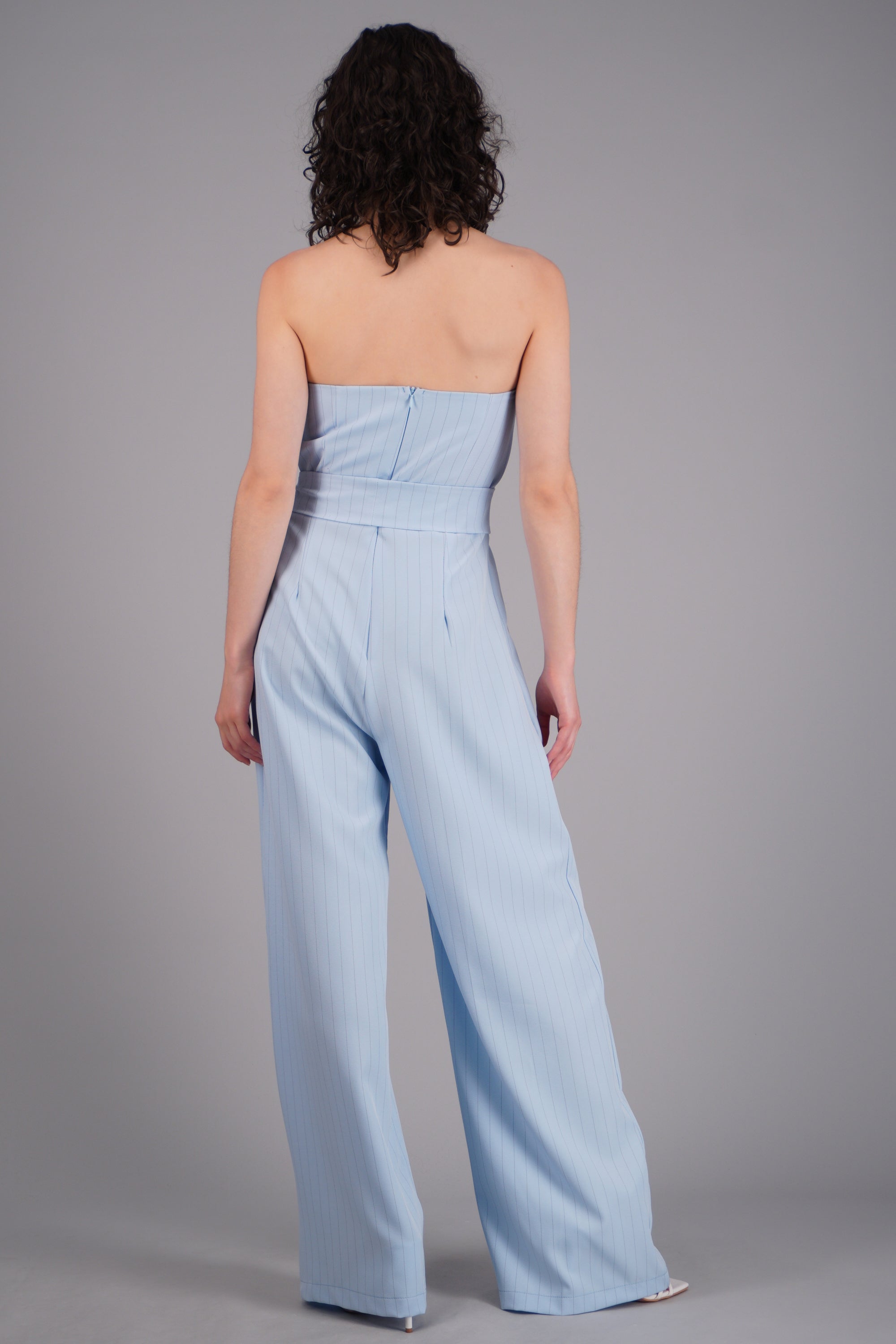 Jumpsuit de rayas con pinzas AZUL PASTEL
