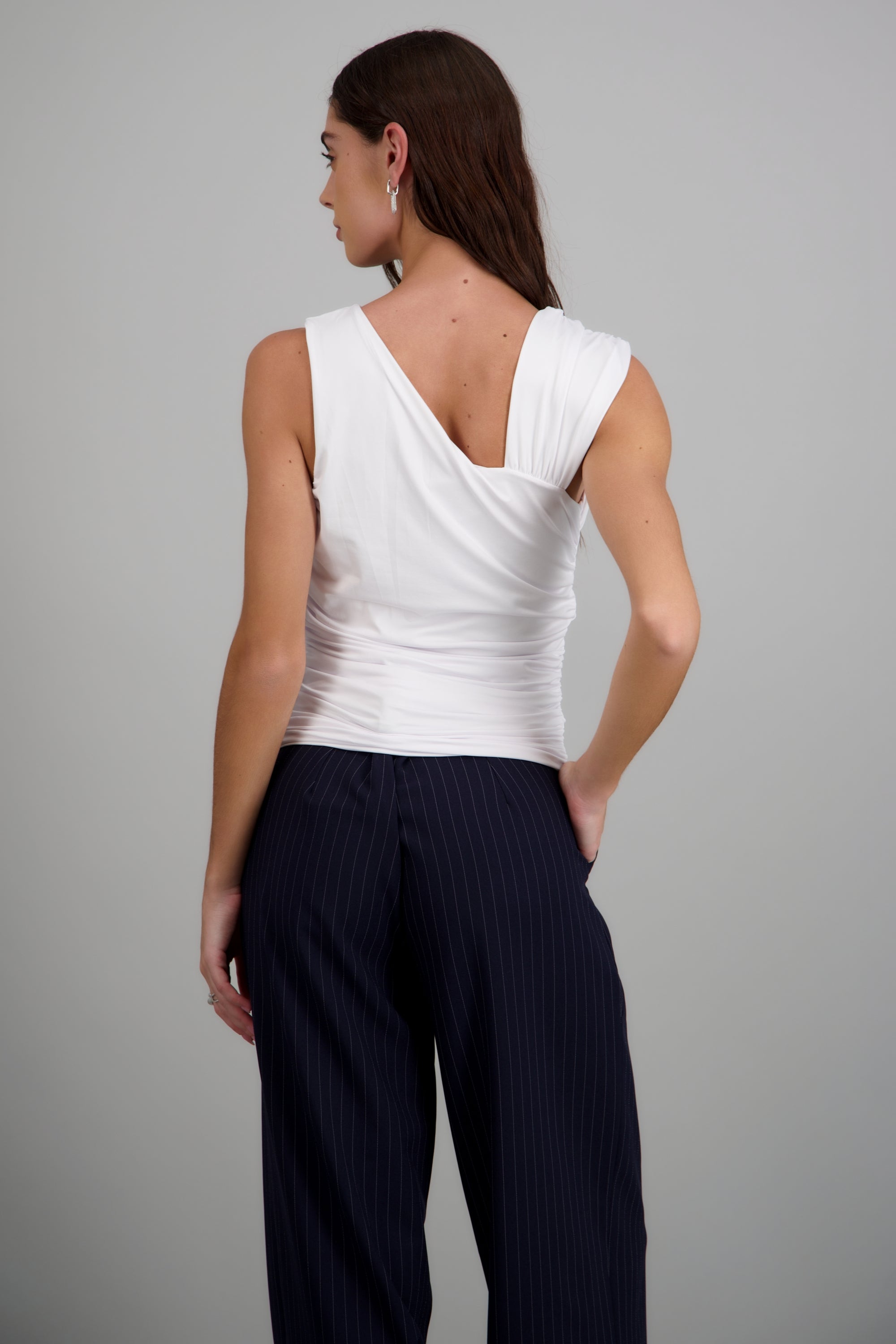 Top asimetrico drapeado BLANCO