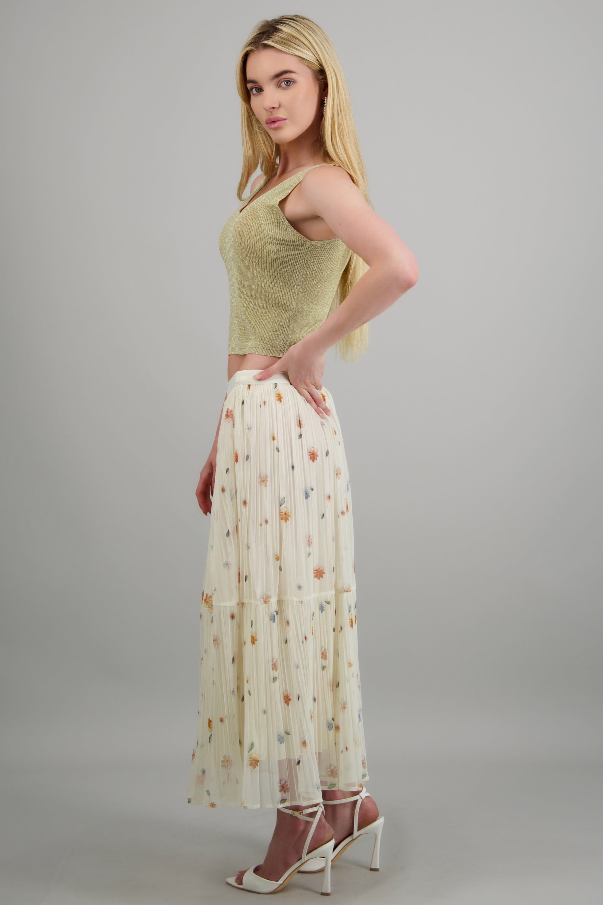 Maxi falda flores minis BLANCO COMBO
