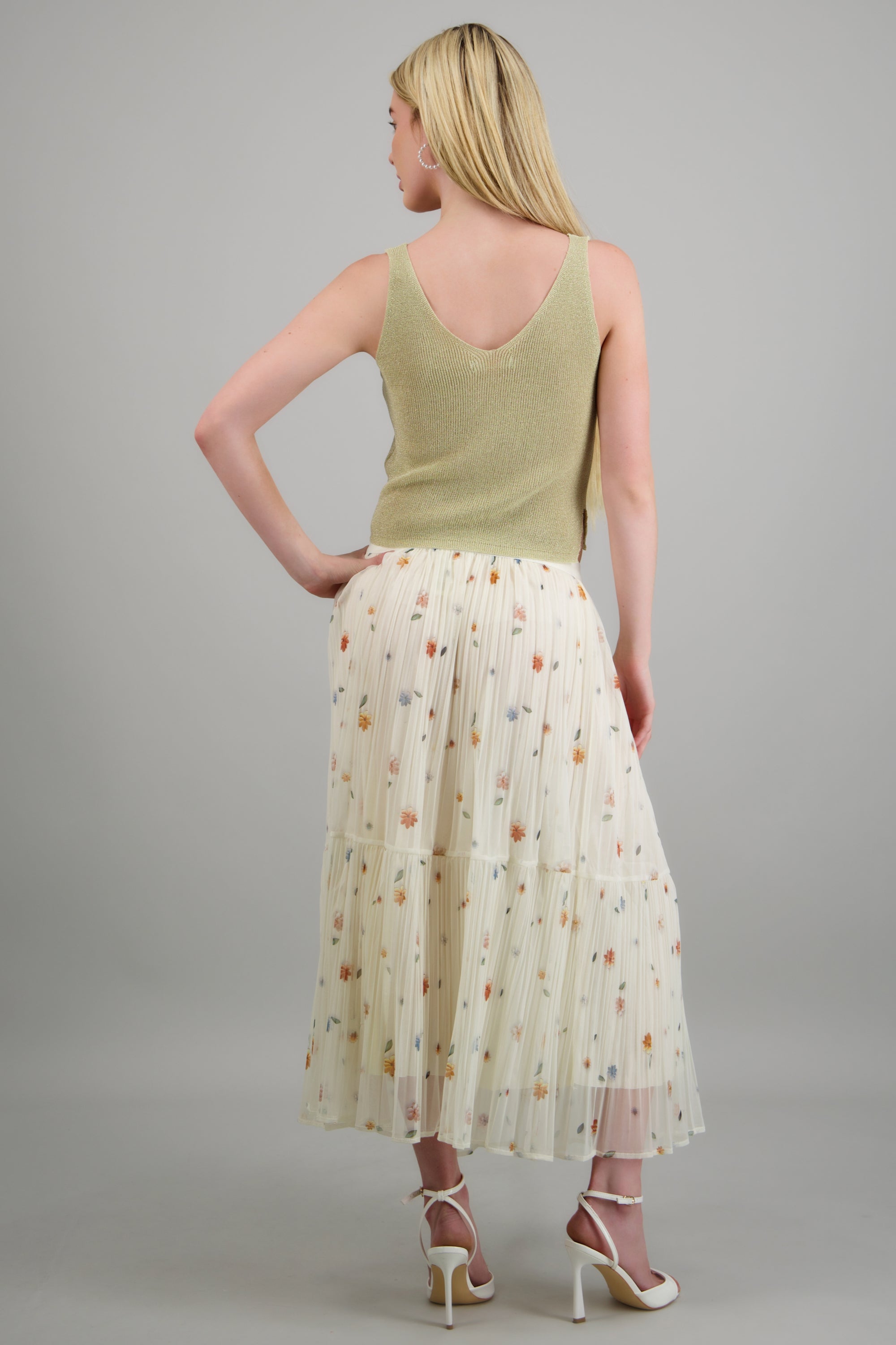 Maxi falda flores minis BLANCO COMBO