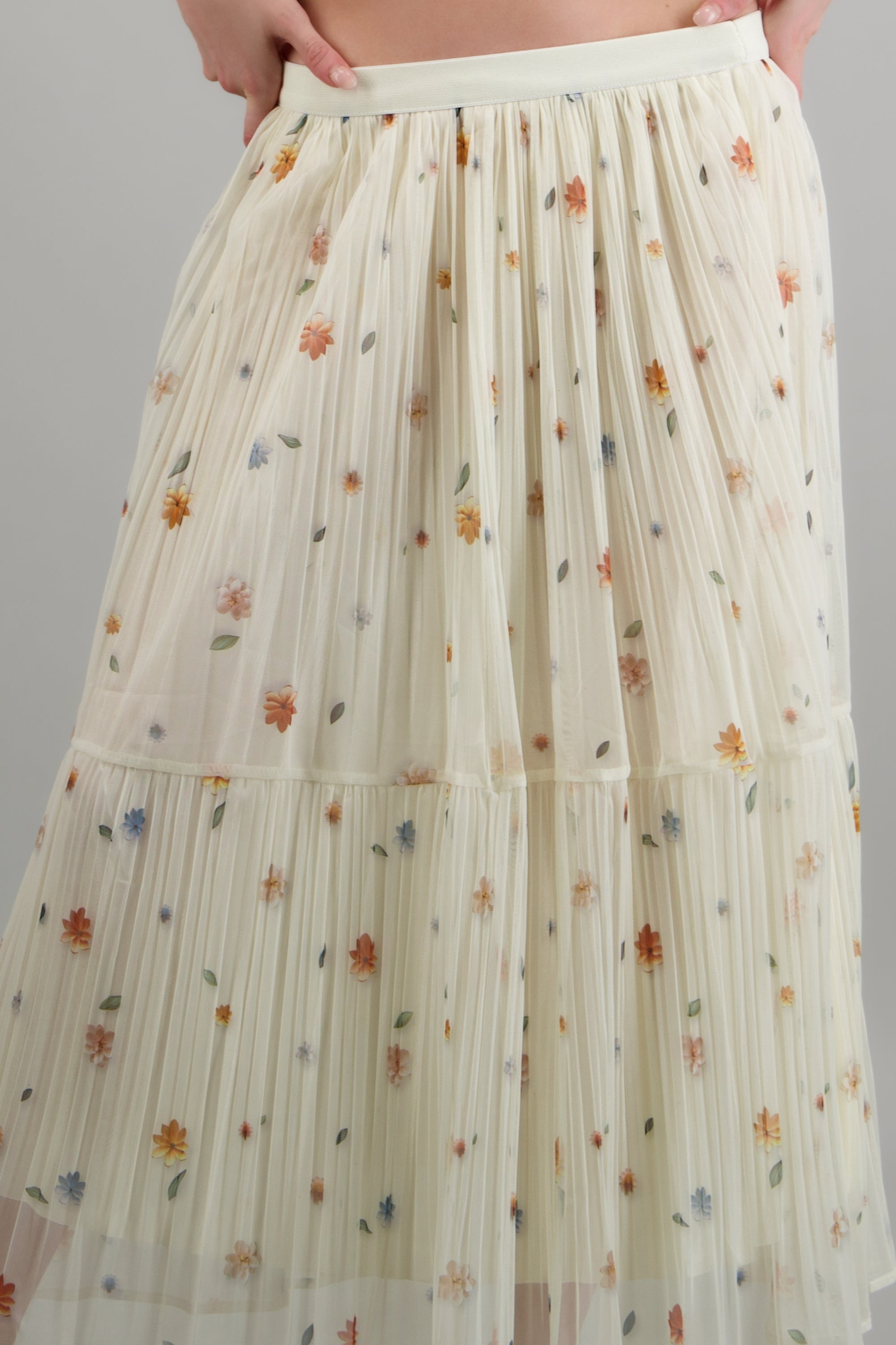 Maxi falda flores minis BLANCO COMBO