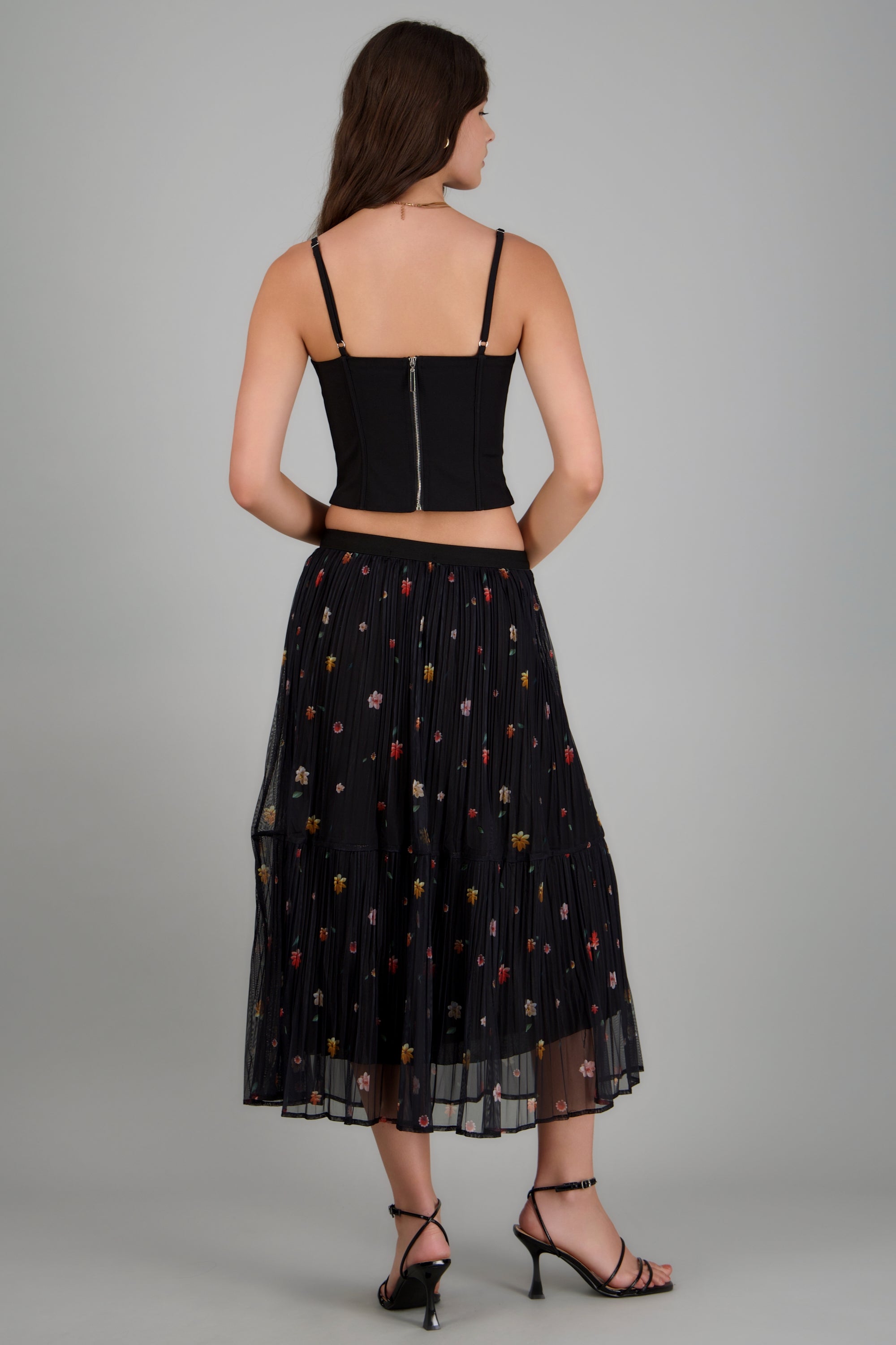 Maxi falda flores minis NEGRO COMBO