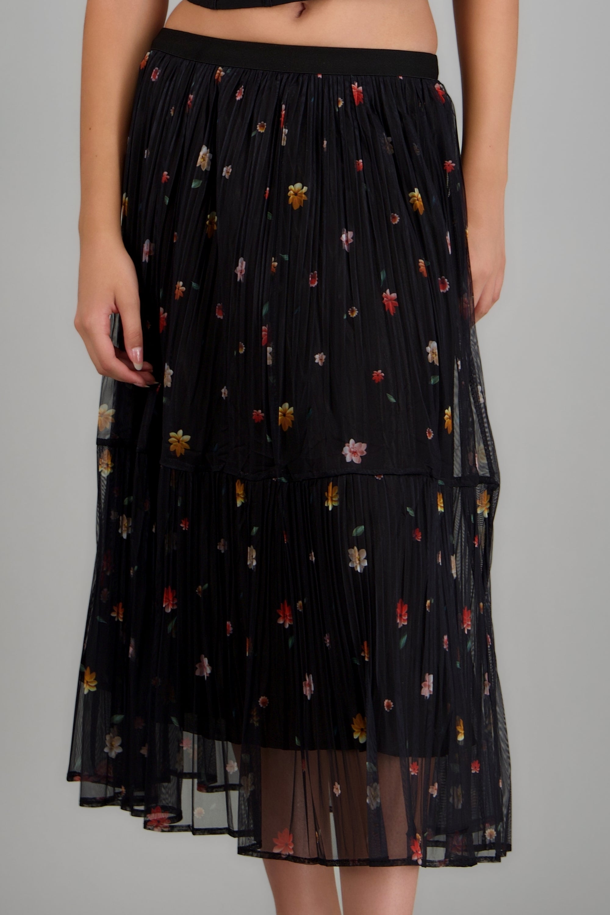 Maxi falda flores minis NEGRO COMBO