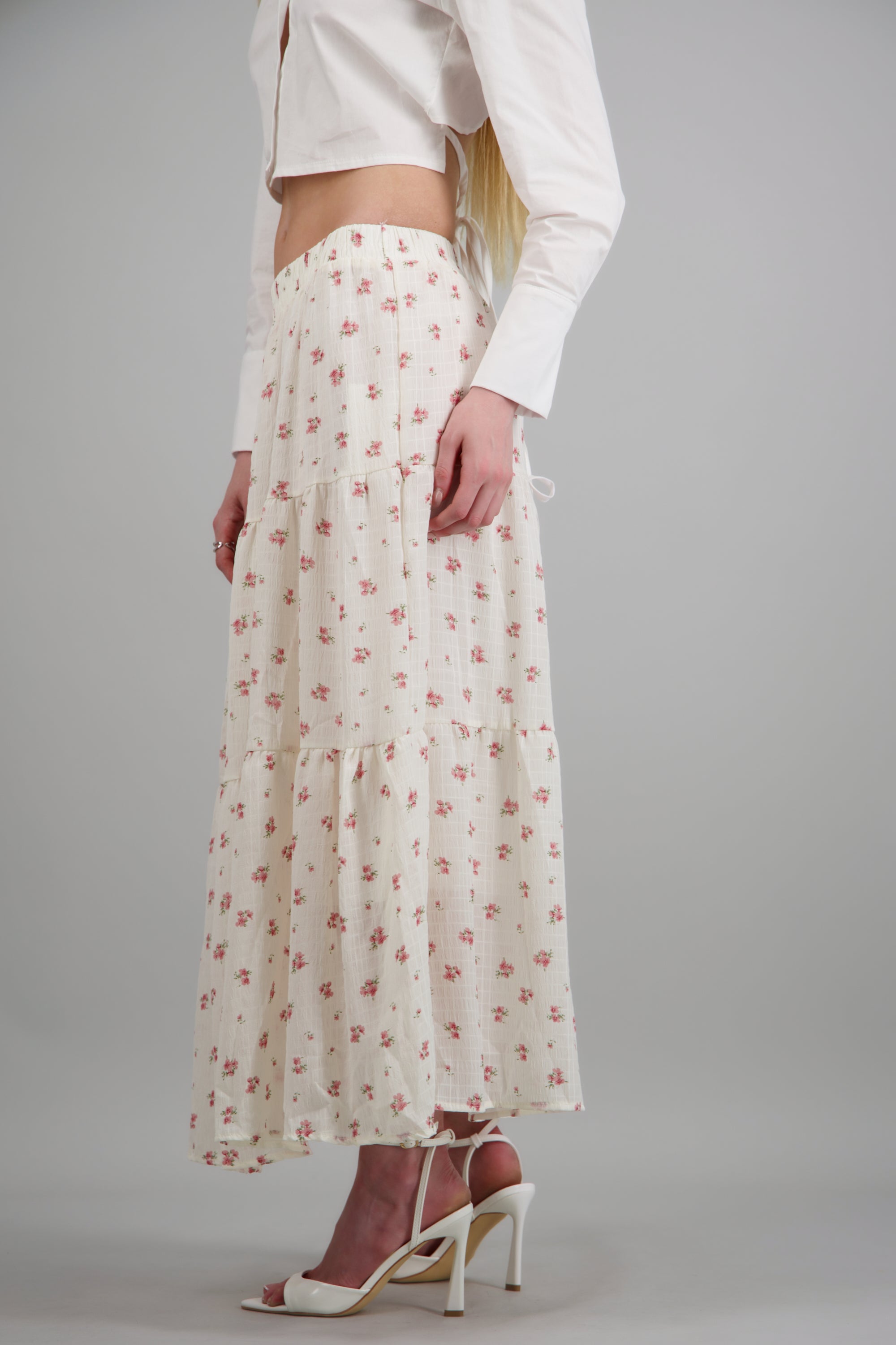 Maxi falda flores minis BLANCO COMBO