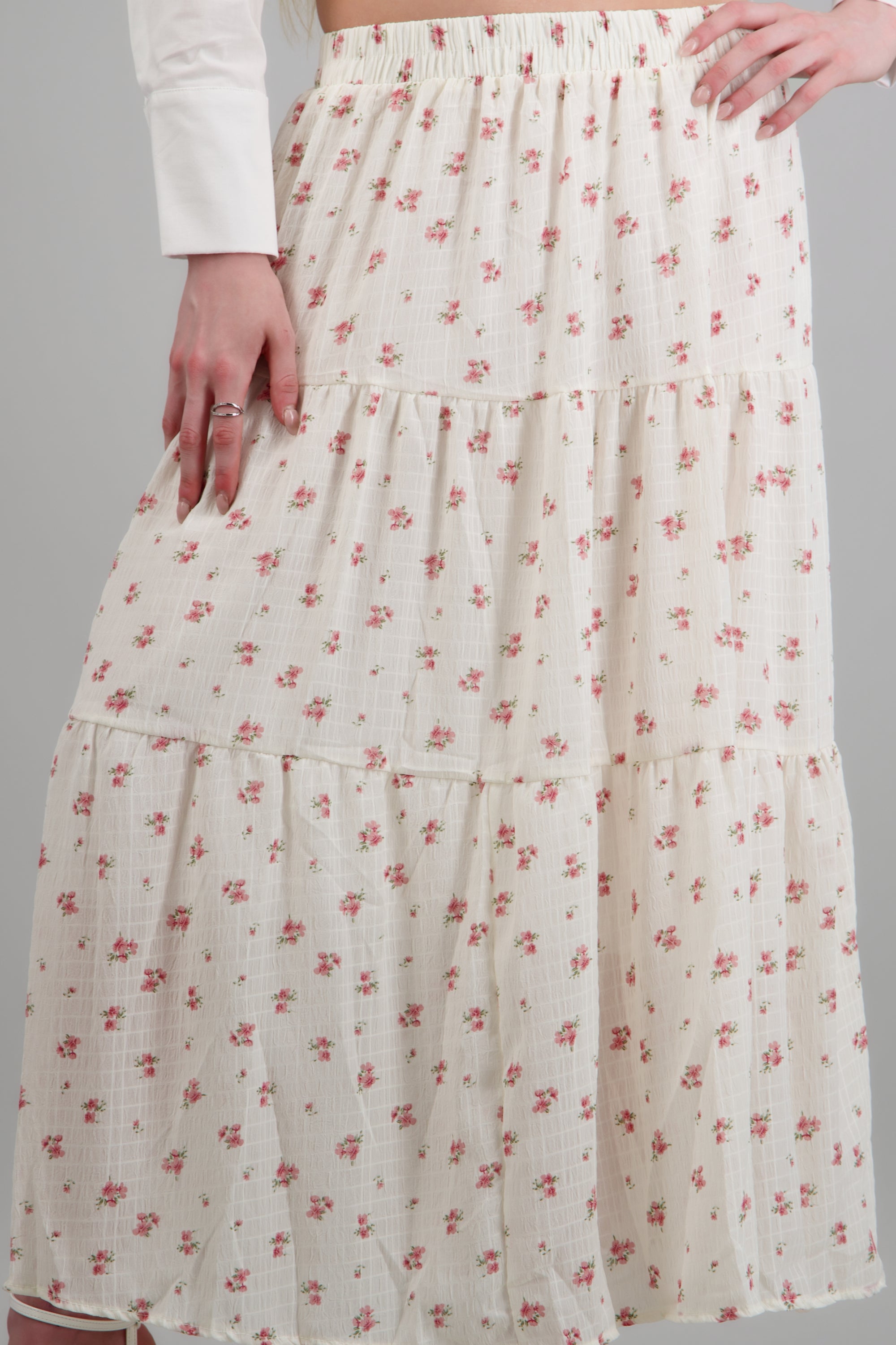Maxi falda flores minis BLANCO COMBO
