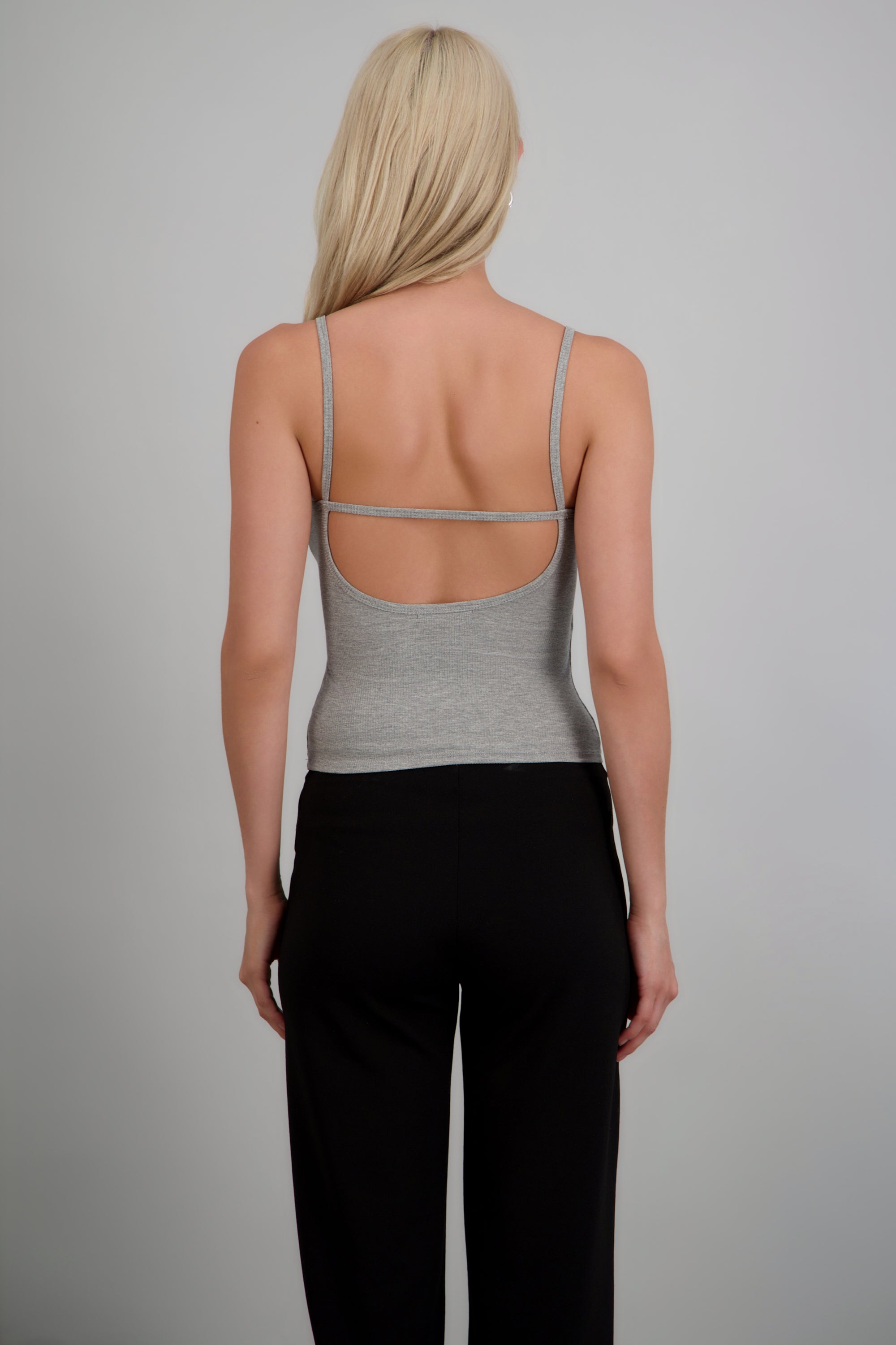 Top tirantes encaje en escote GRIS COMBO