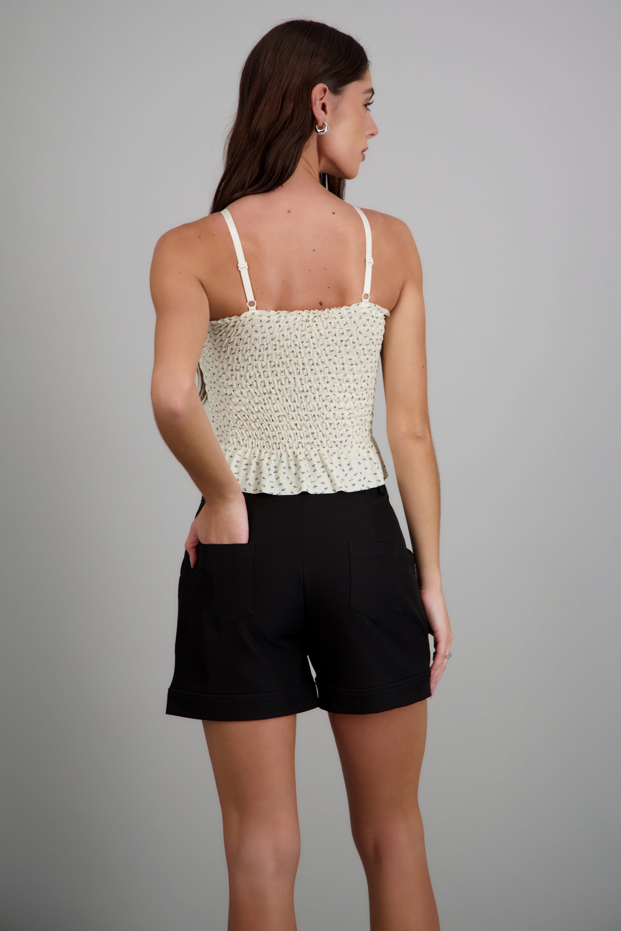 Top smock mini flores BLANCO COMBO