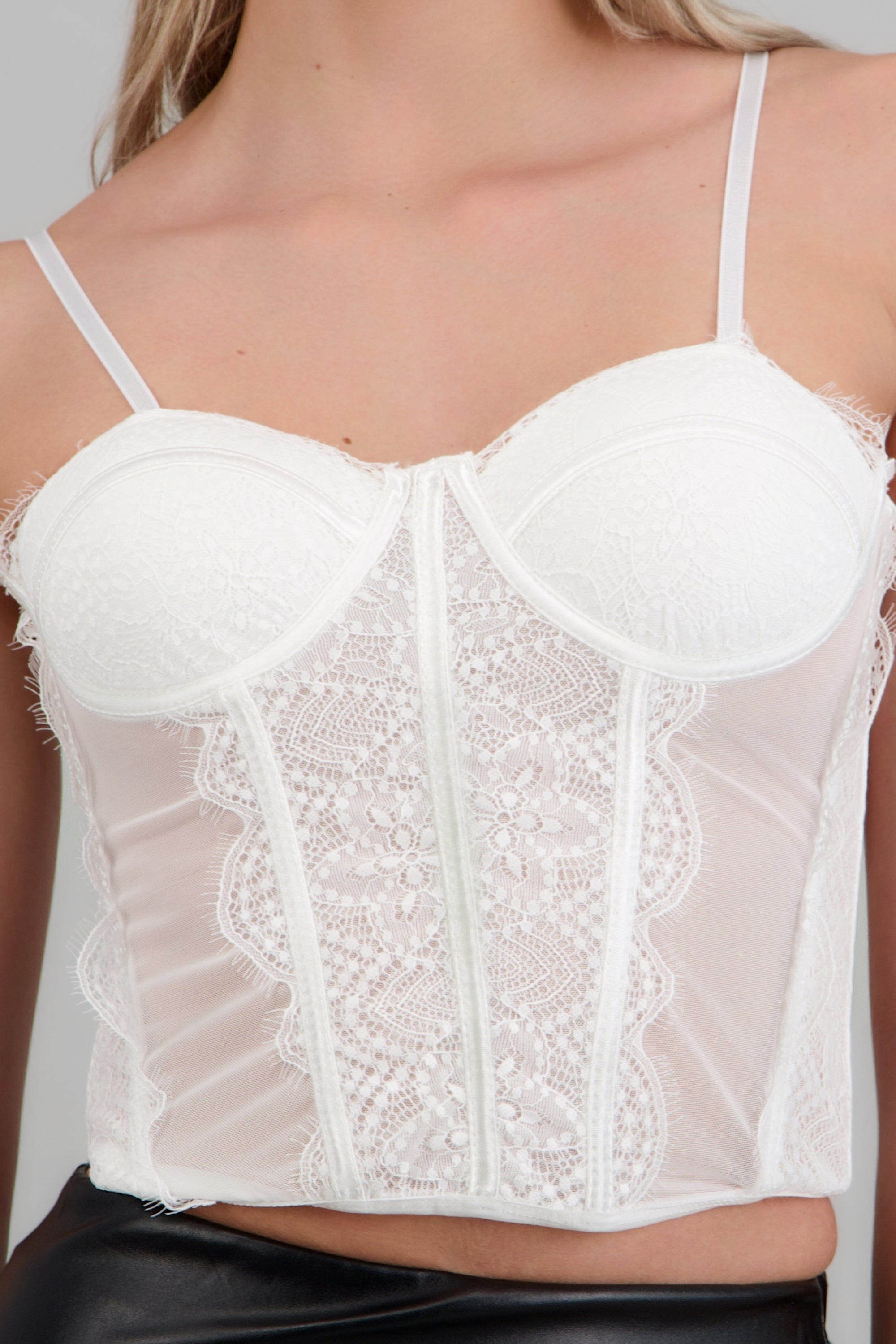 Corset encaje copas BLANCO