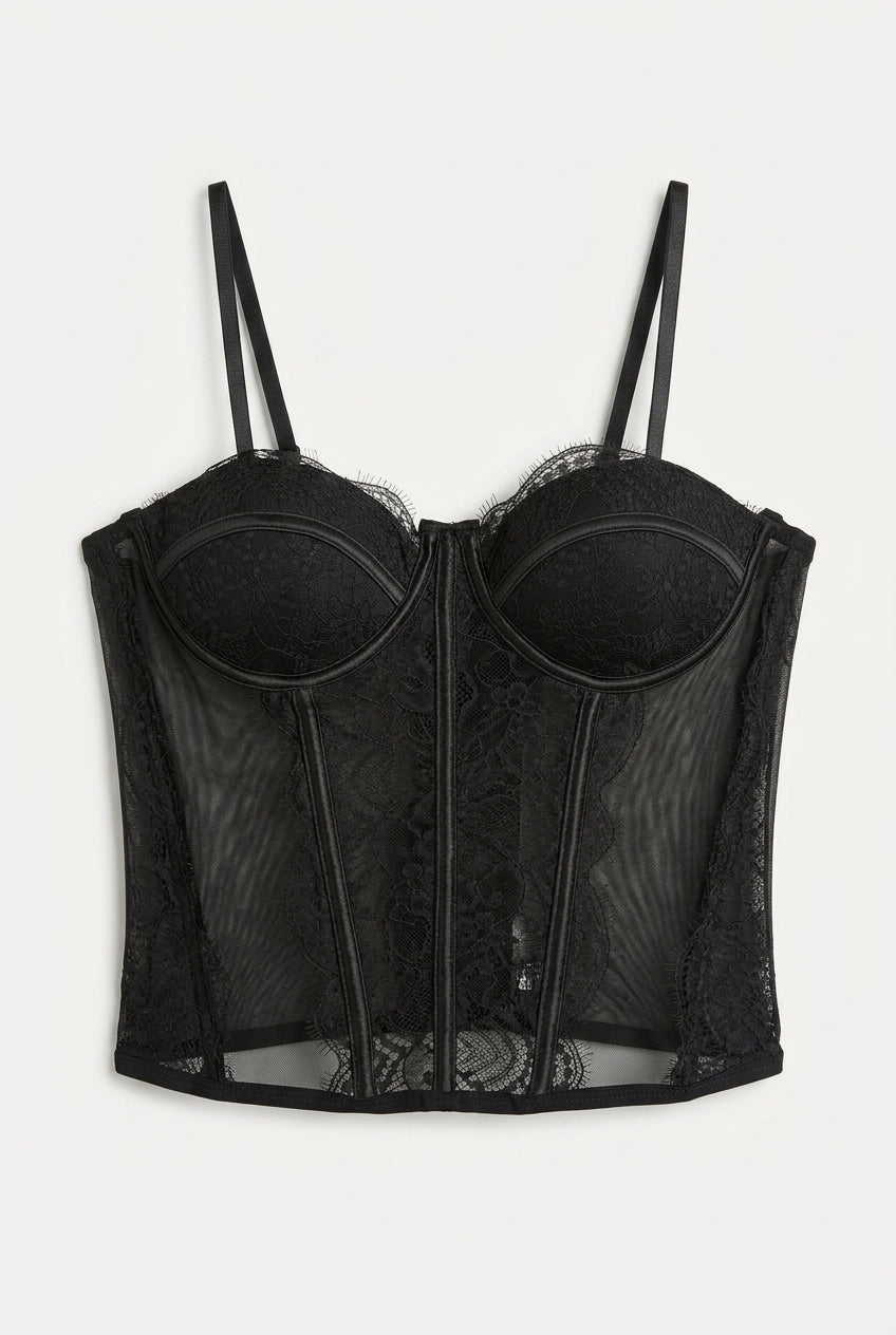Corset encaje copas NEGRO
