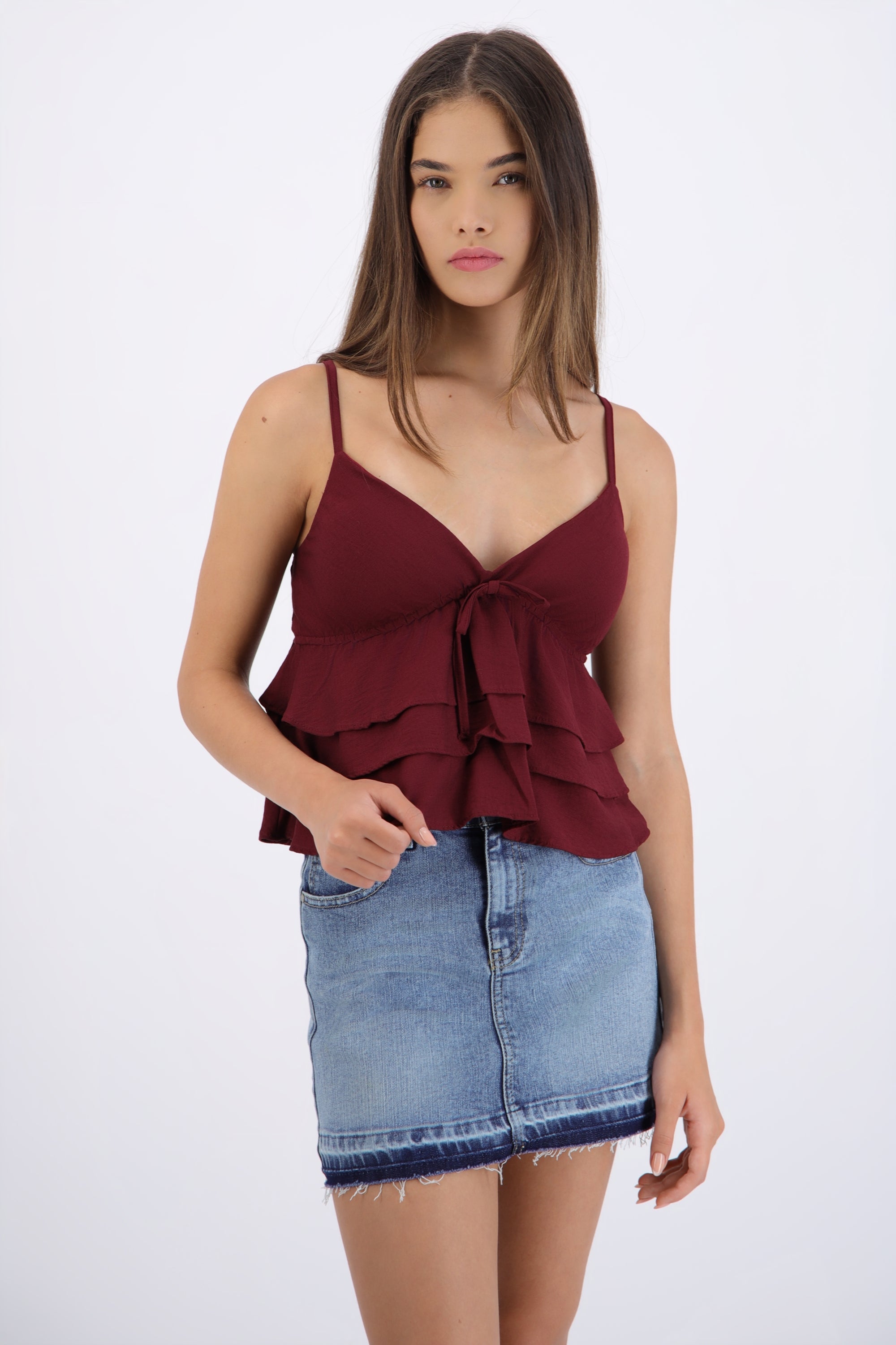 Top tirantes con olanes CIRUELA