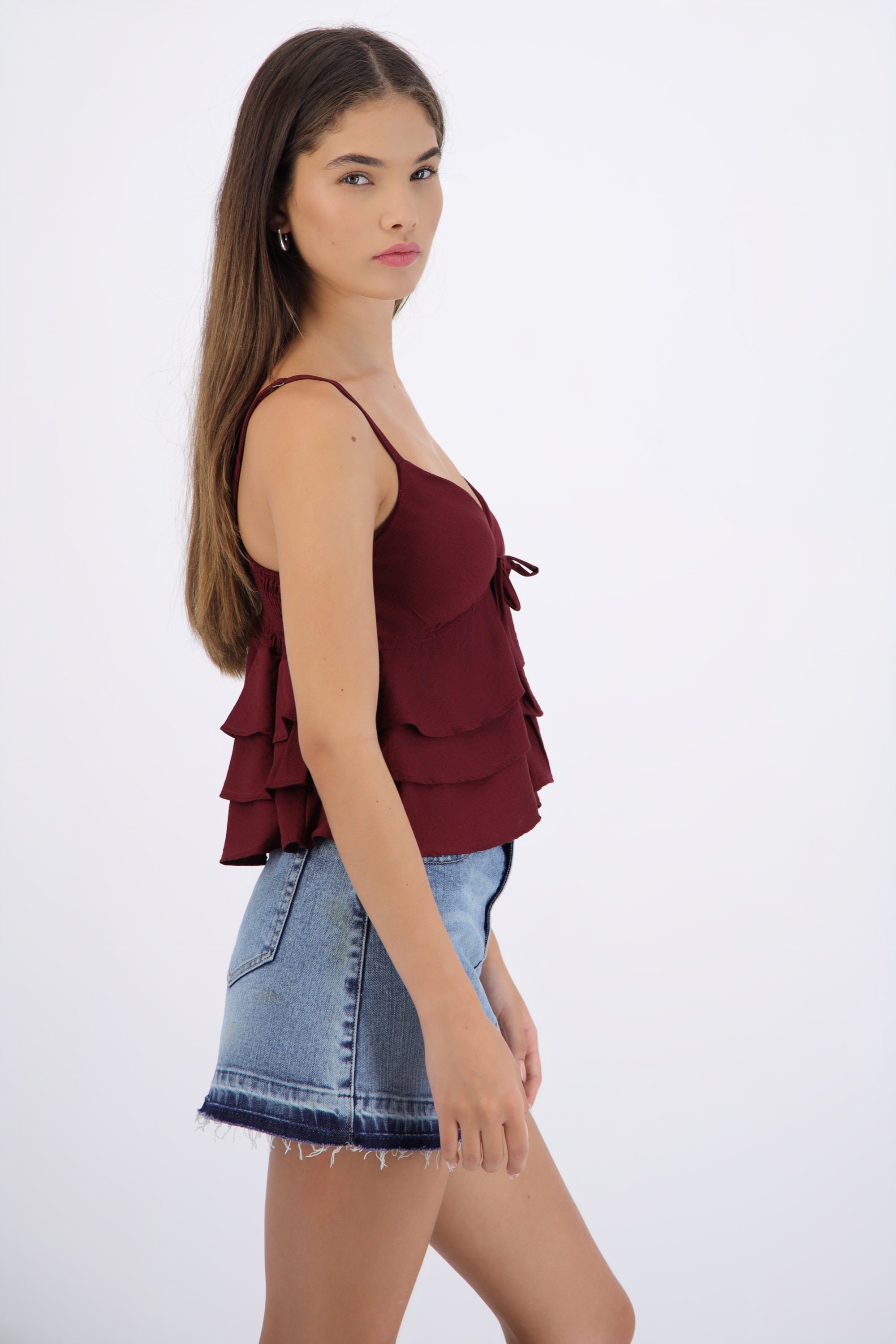 Top tirantes con olanes CIRUELA