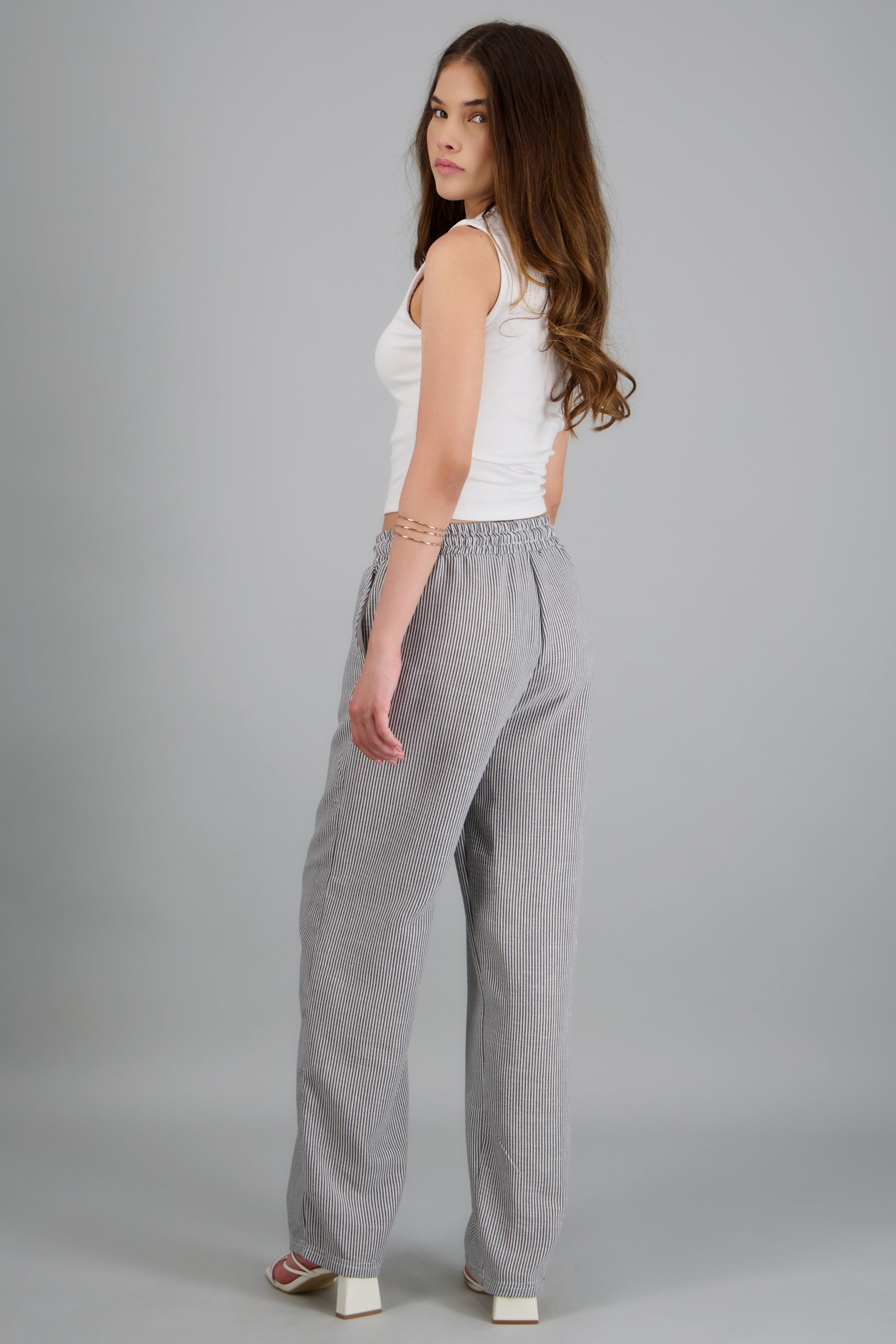 pantalon tipo lino rayas NEGRO COMBO