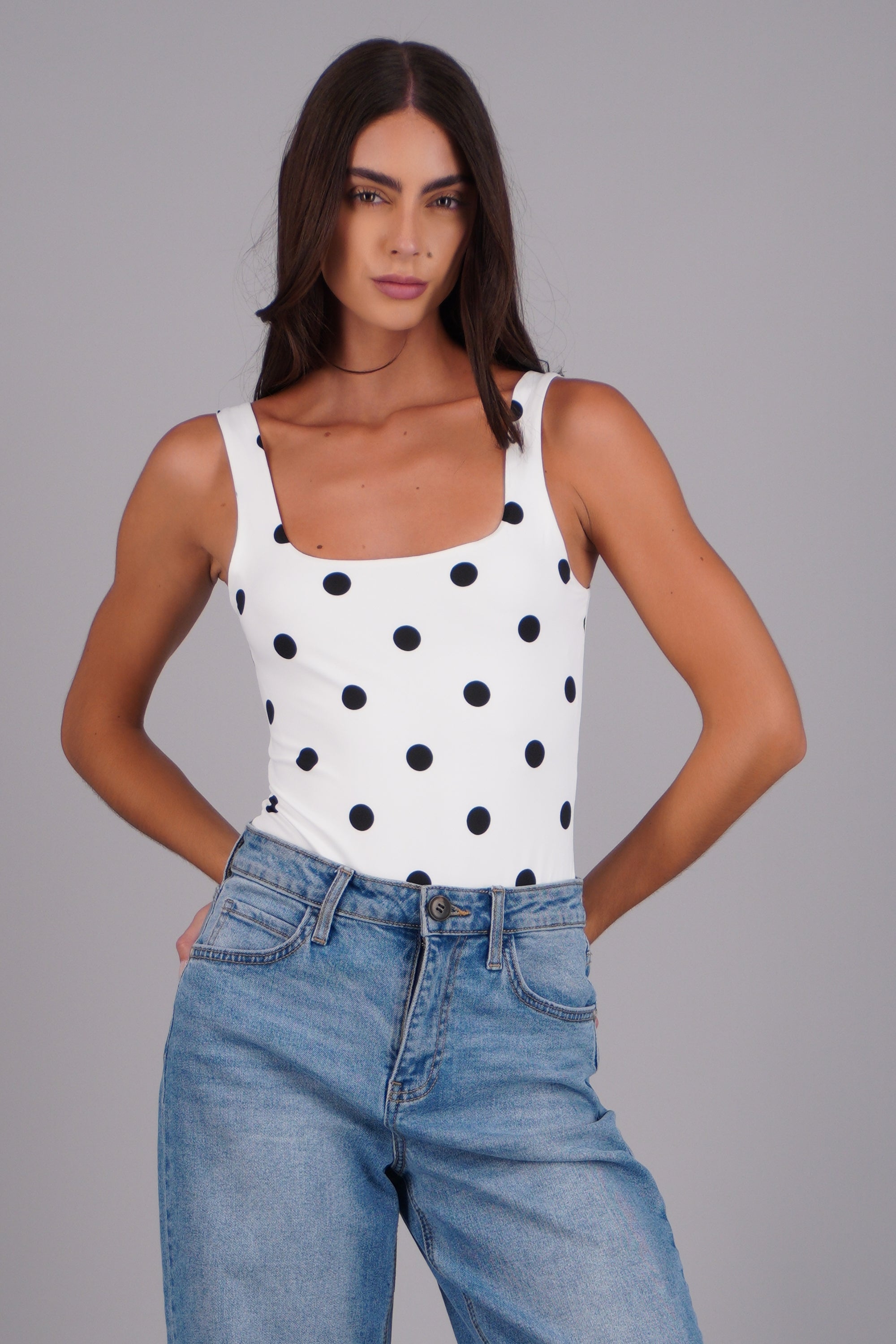 Bodysuit escote cuadrado polkas BLANCO COMBO