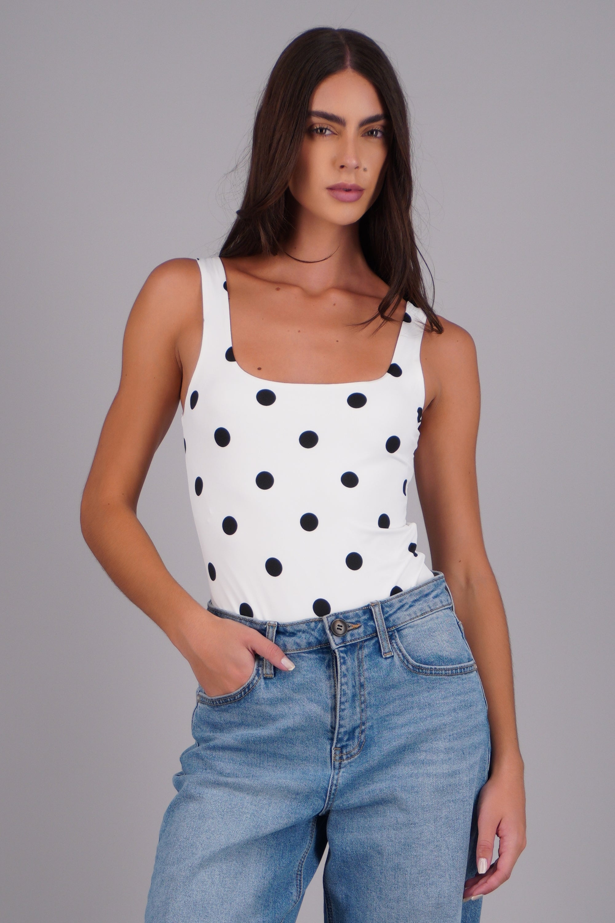 Bodysuit escote cuadrado polkas BLANCO COMBO