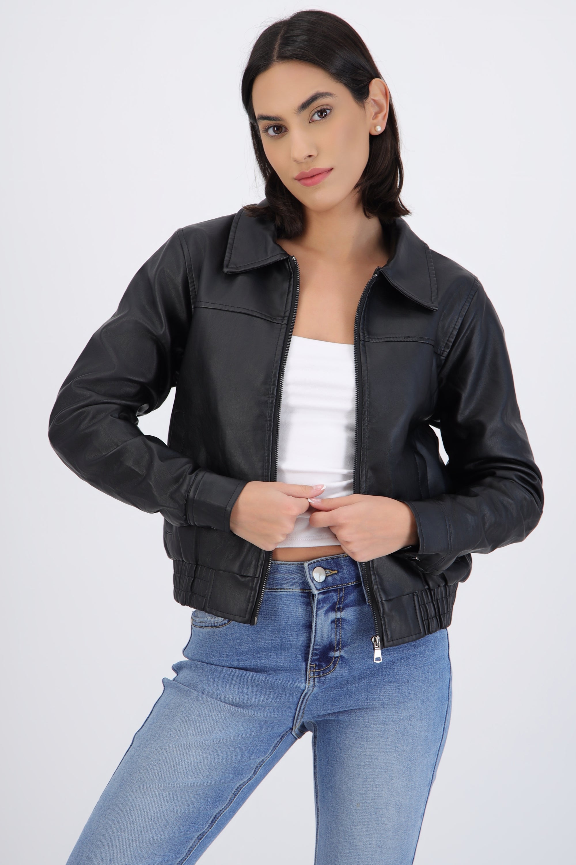 Chamarra bomber pu ligera