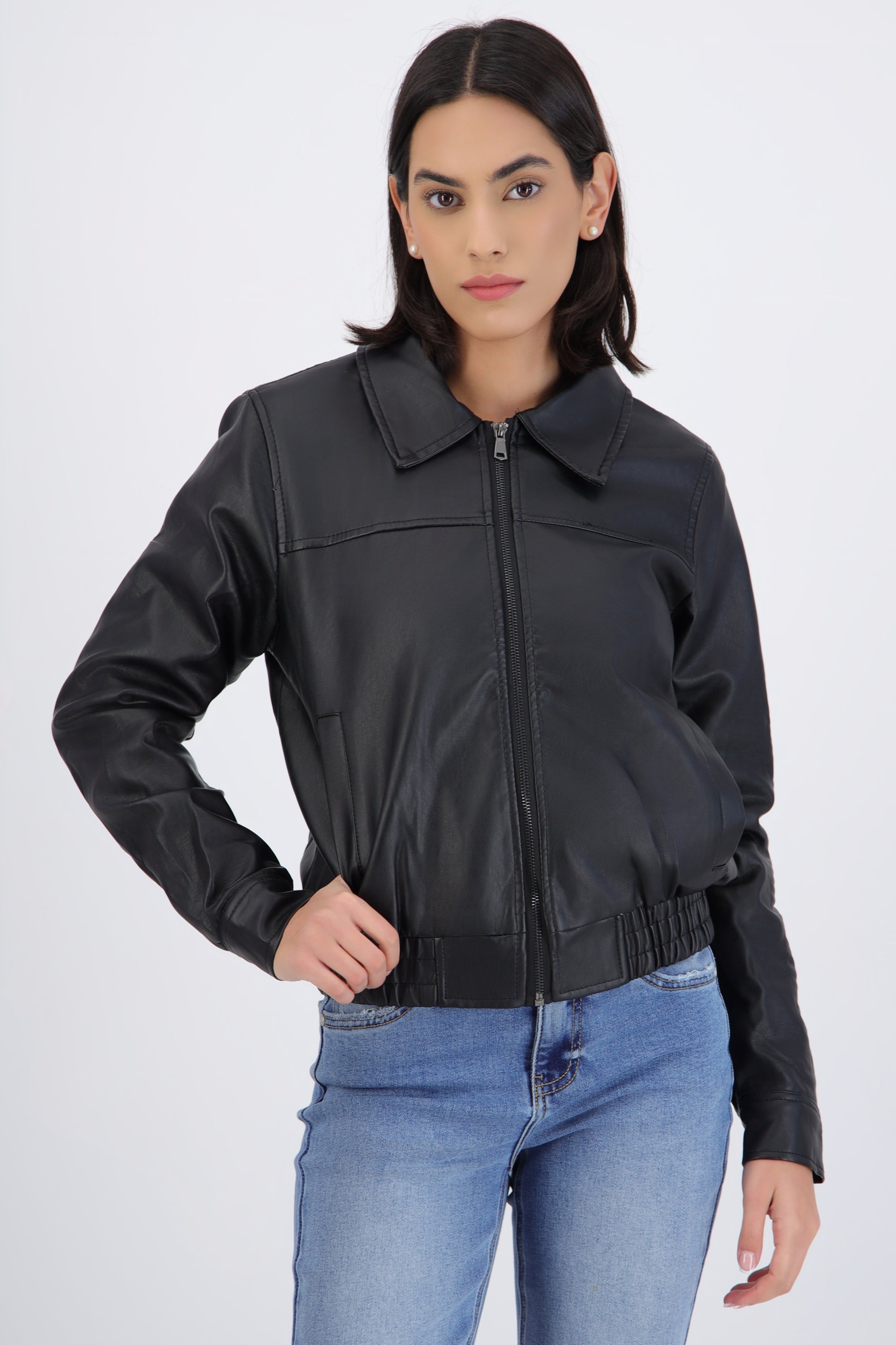 Chamarra bomber pu ligera