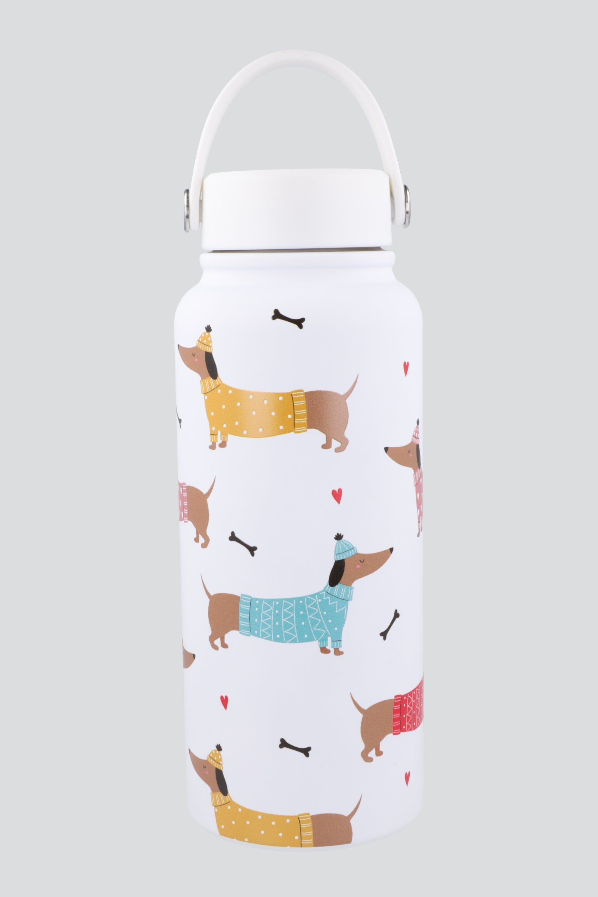 Botella 1l print perrito salchicha BLANCO