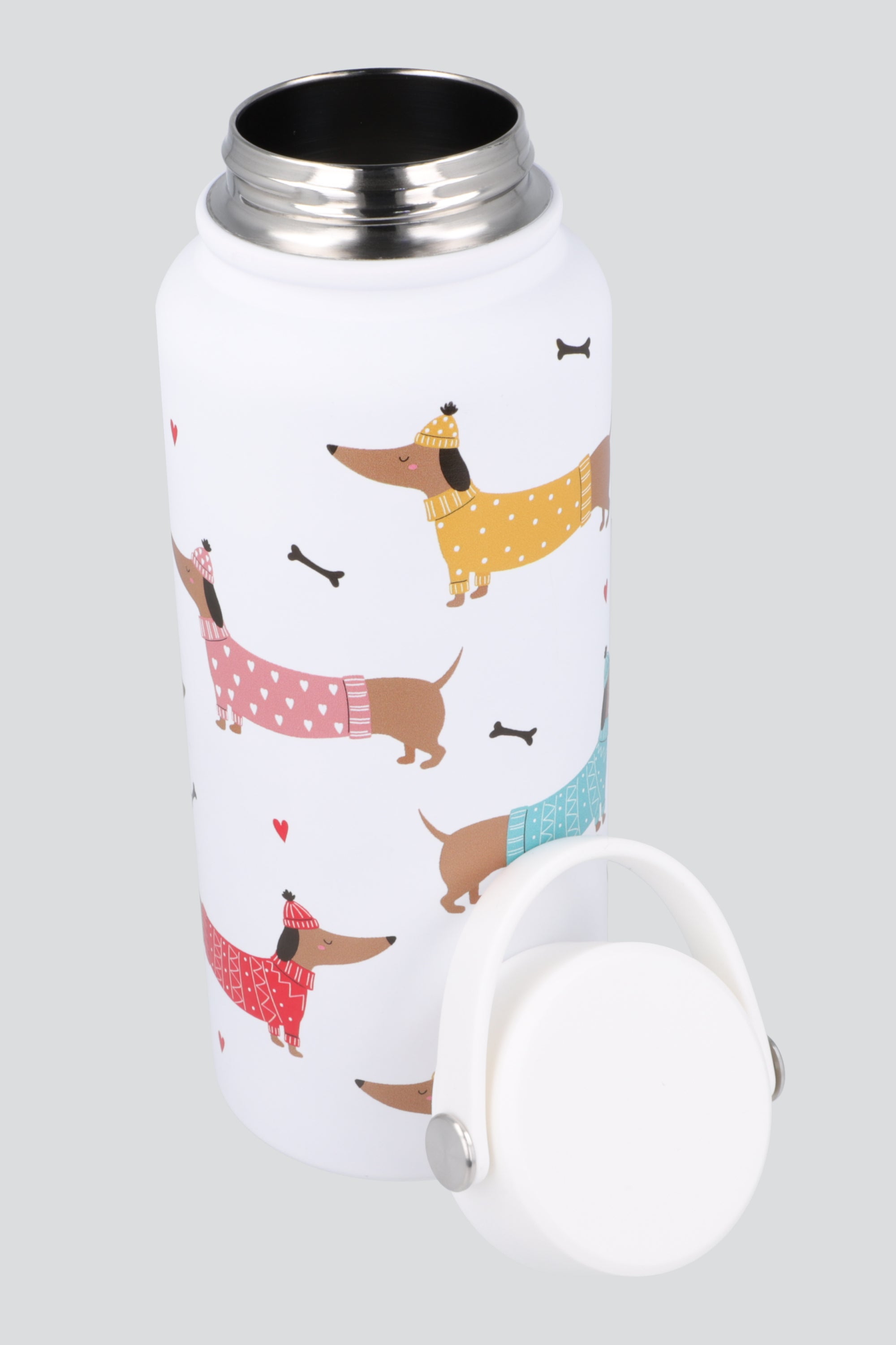 Botella 1l print perrito salchicha BLANCO