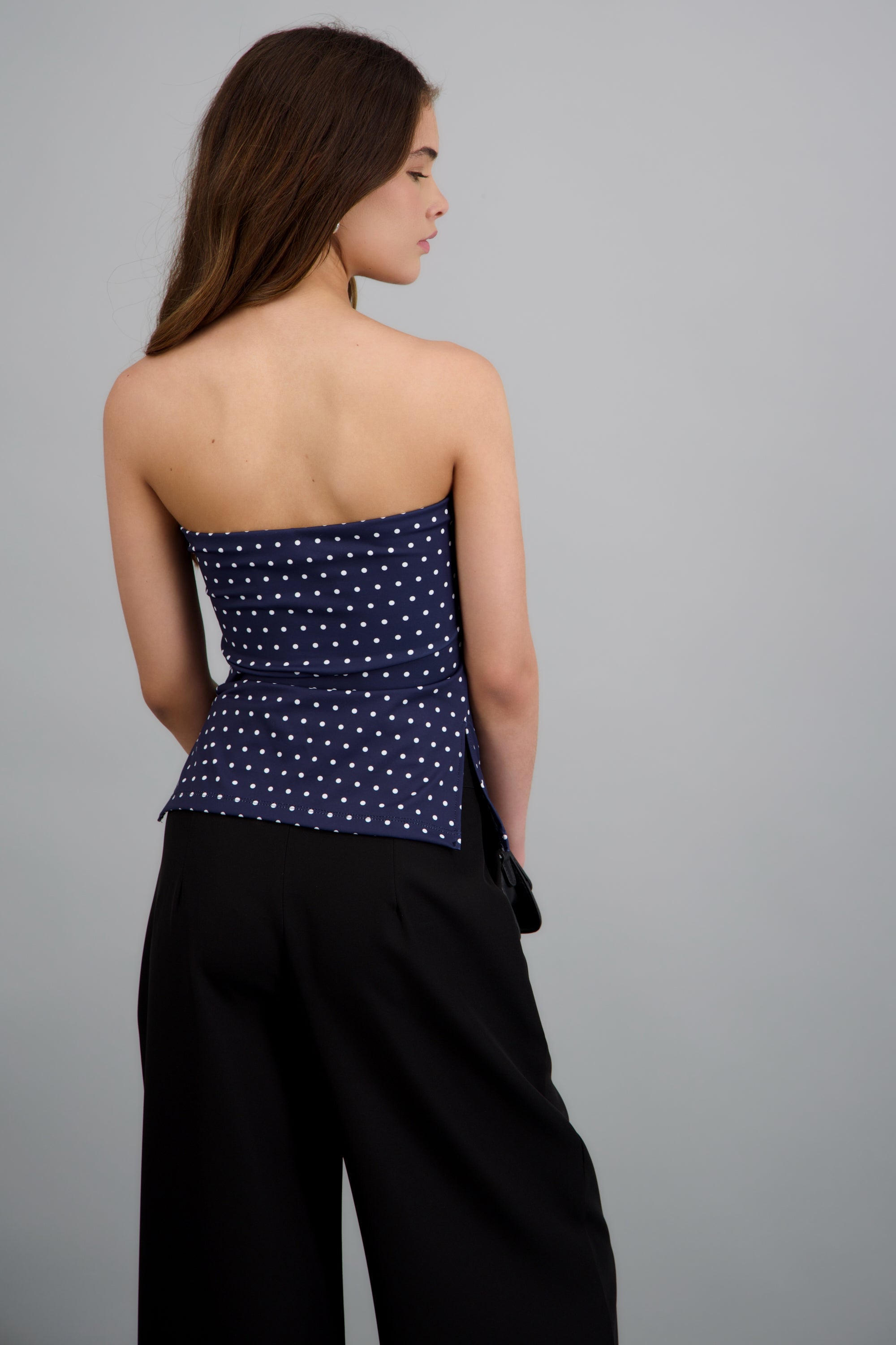 top strapless fruncido polka dots MARINO COMBO