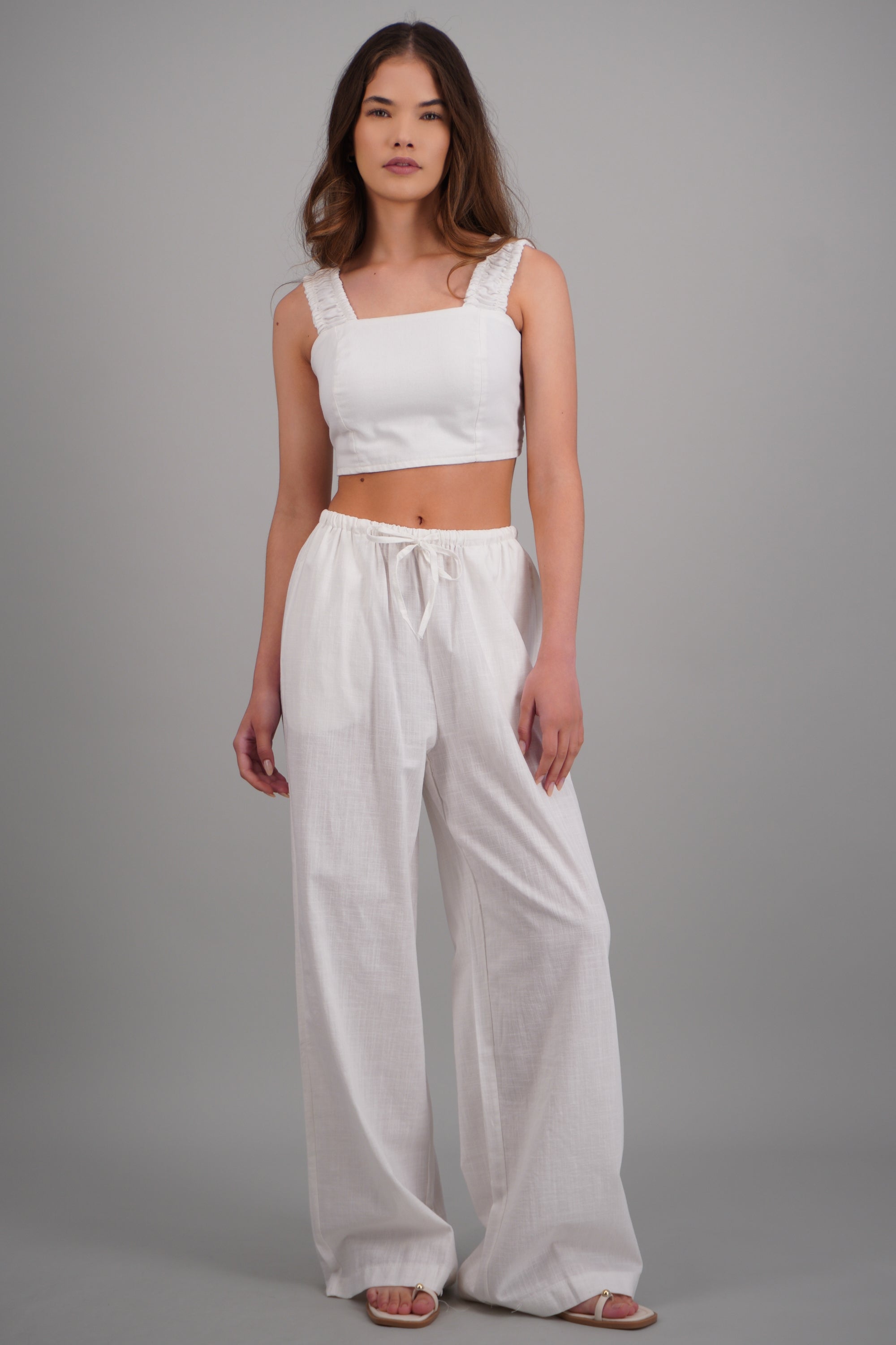 Pantalon wide leg liso BLANCO