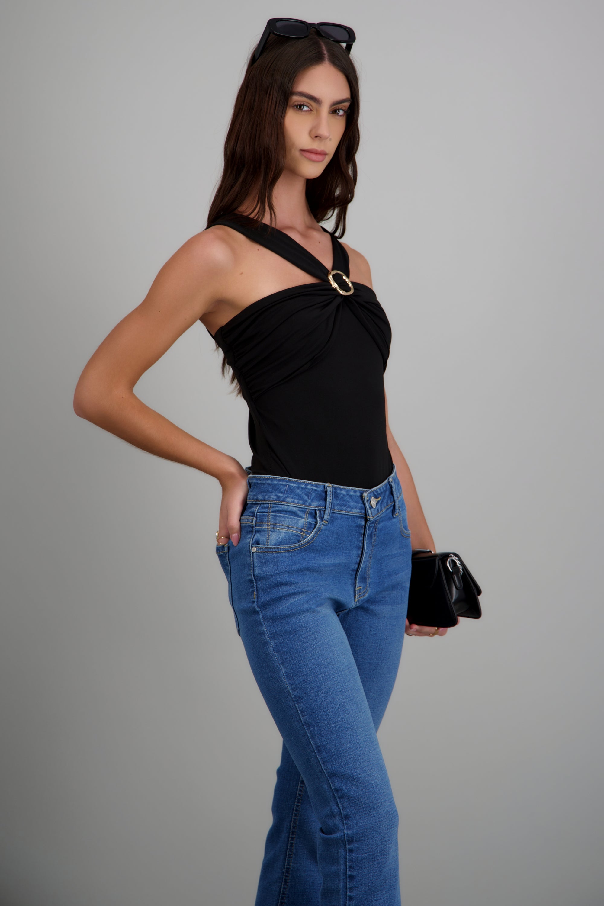 Bodysuit halter detalle argolla NEGRO