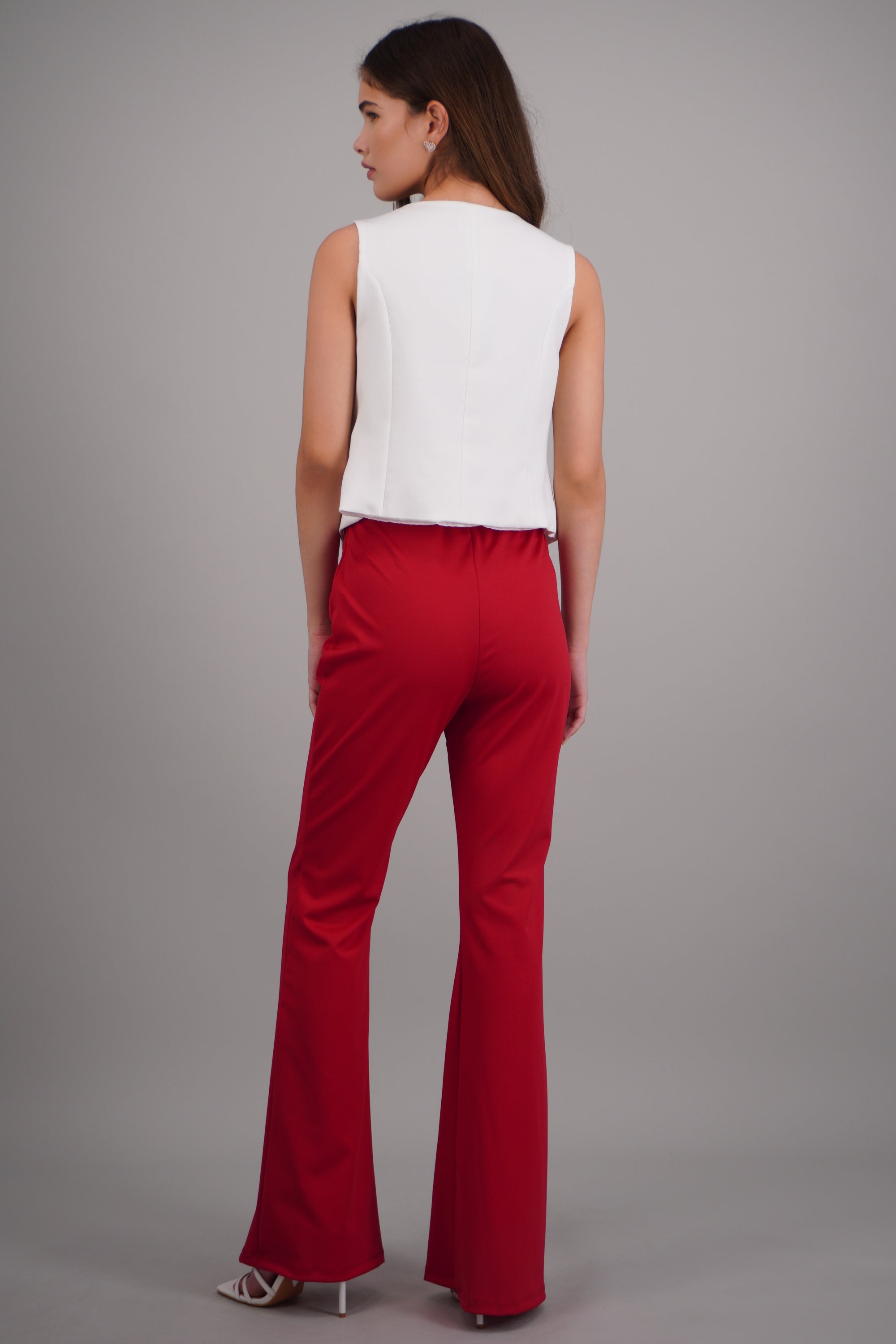 Pantalones slim flare ROJO