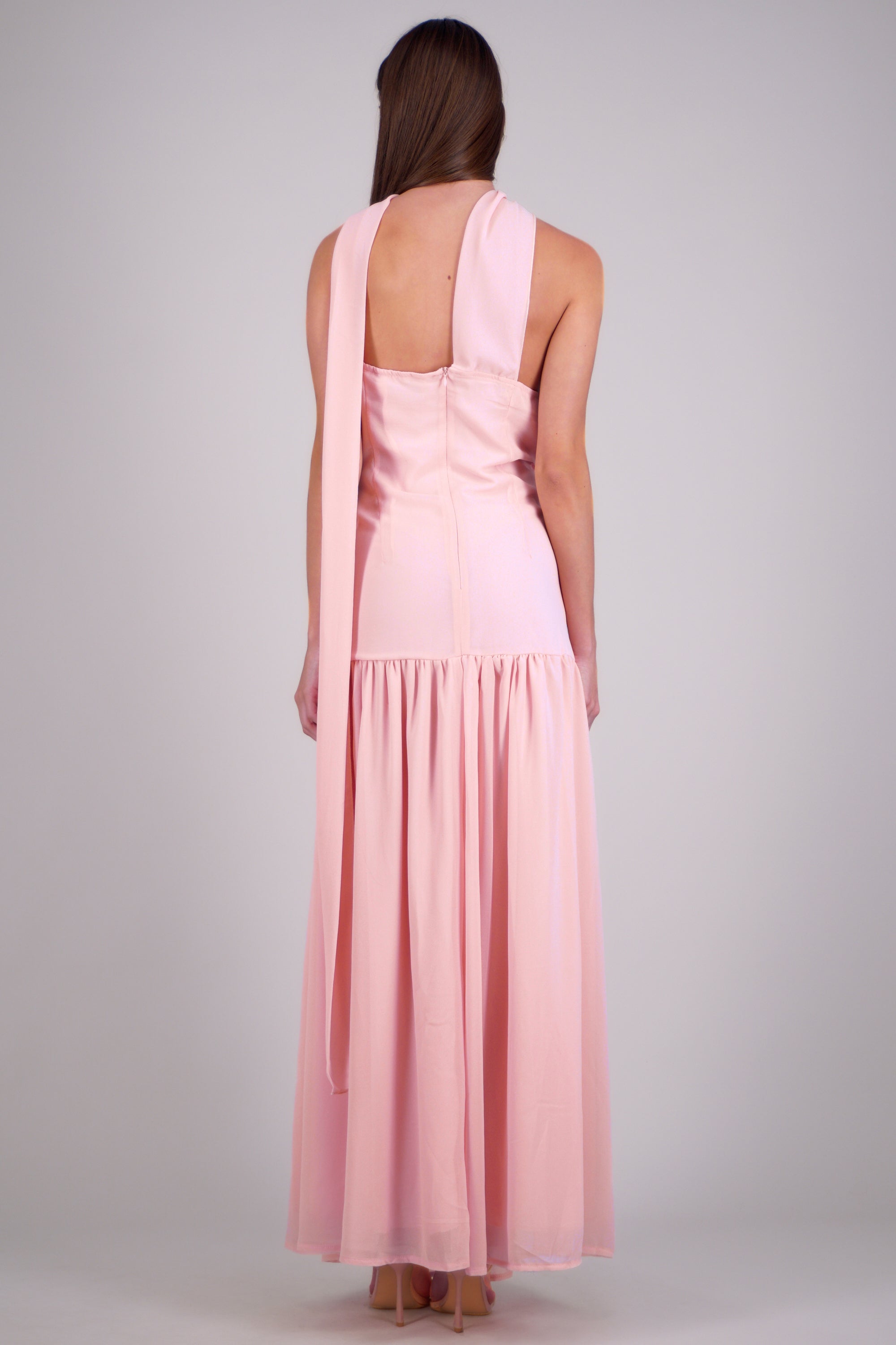 Vestido midi strapples detalle cut out ROSA PASTEL