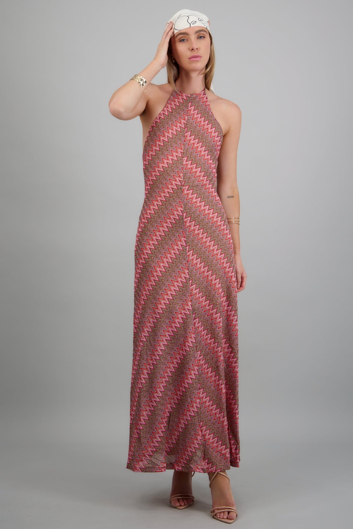 Vestido halter tejido multicolor ROSA COMBO