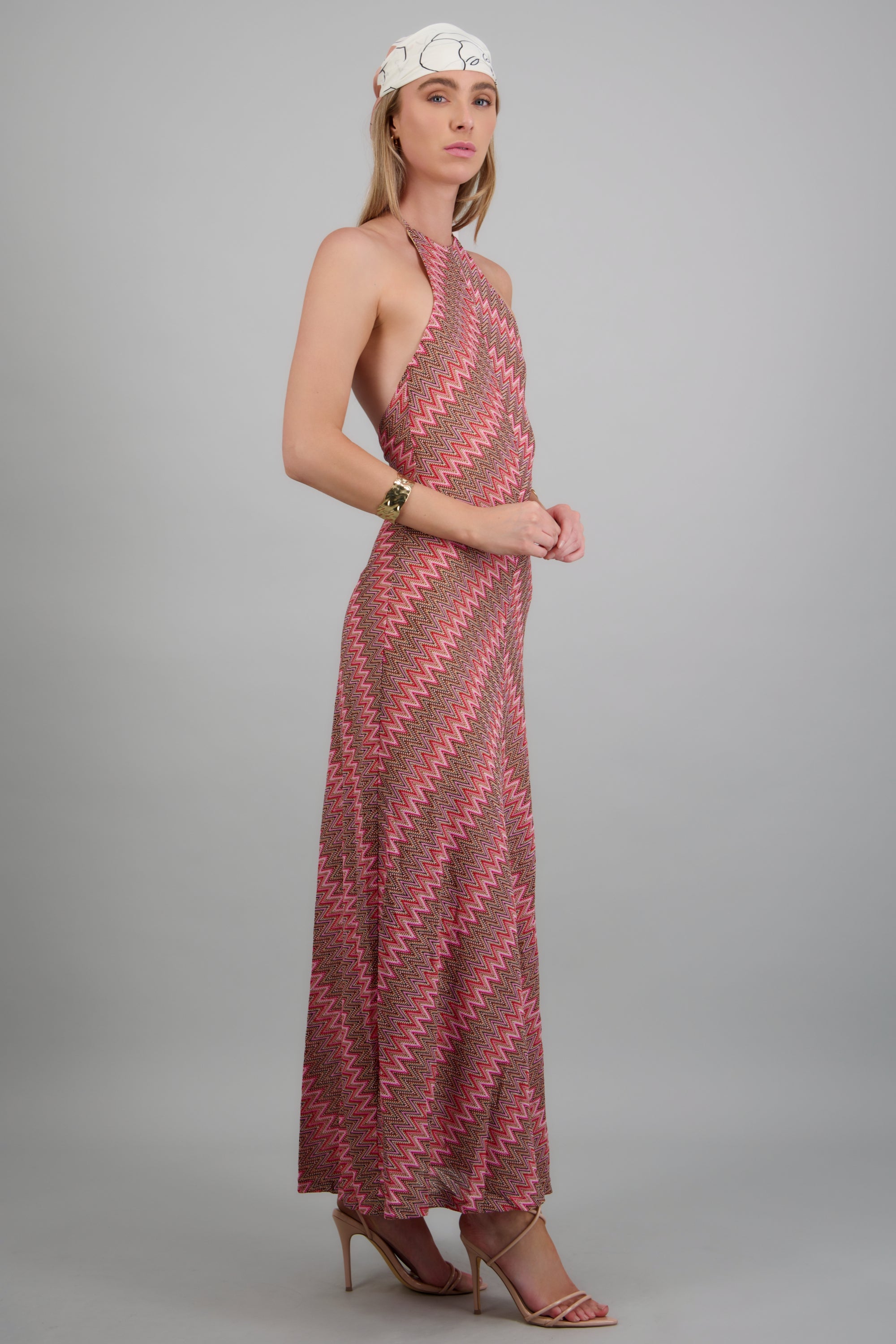Vestido halter tejido multicolor ROSA COMBO