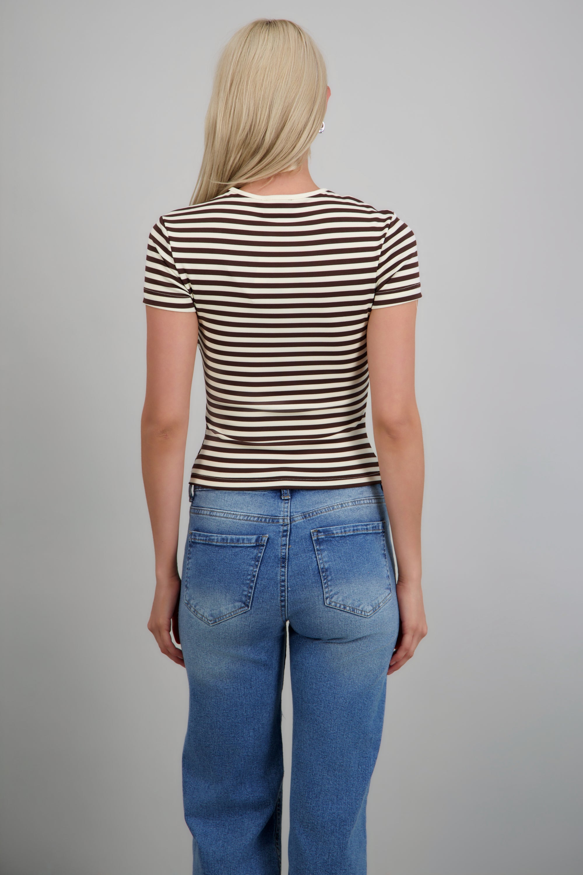 Playera fit slim rayas CHOCOLATE