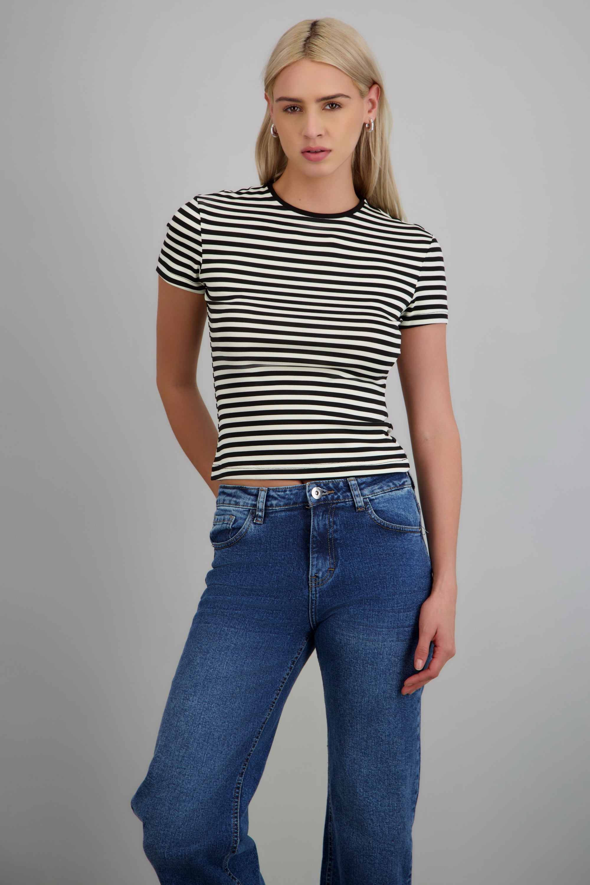 Playera fit slim rayas NEGRO COMBO