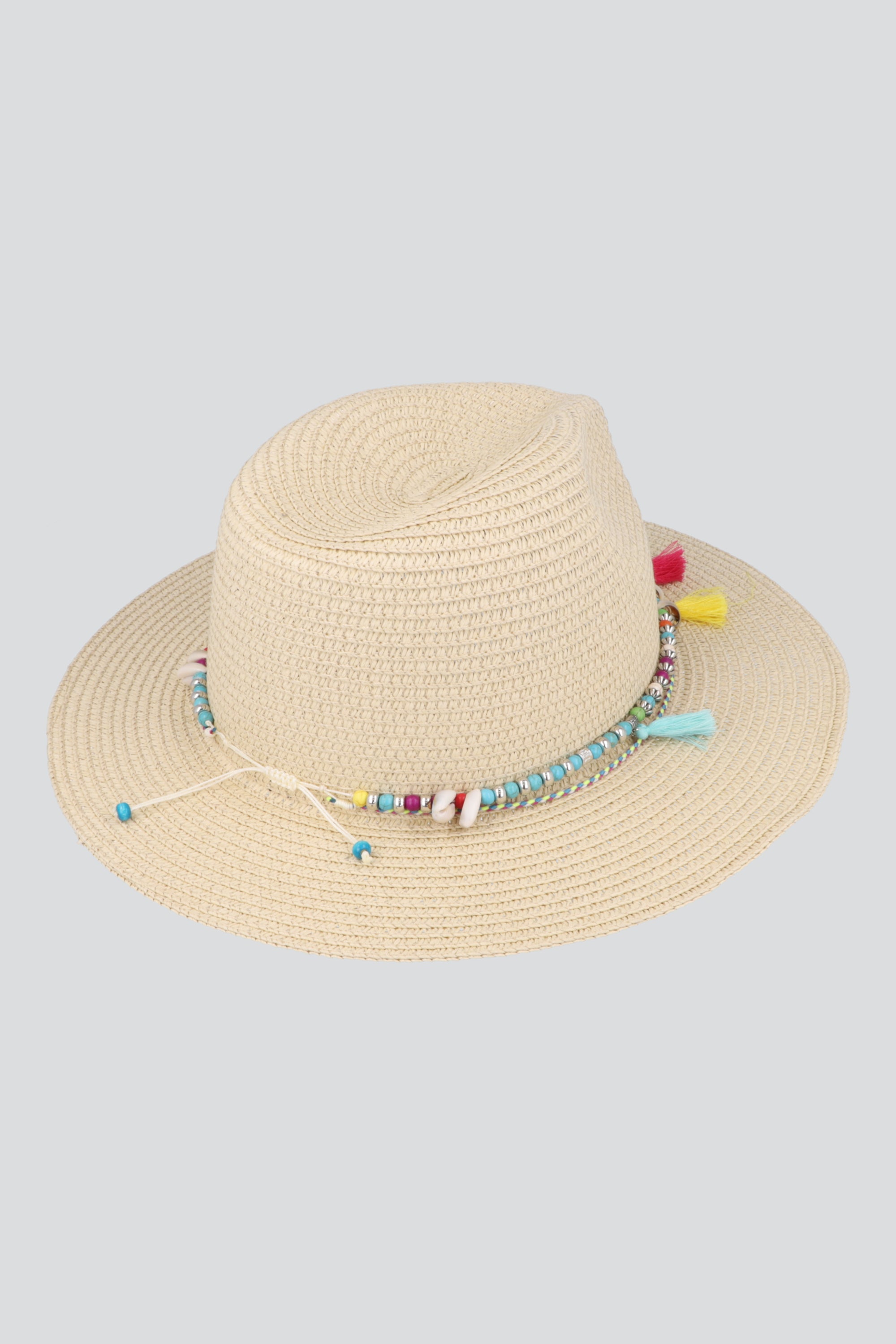 SOMBRERO PANAMA DETALLE CONCHAS BEIGE