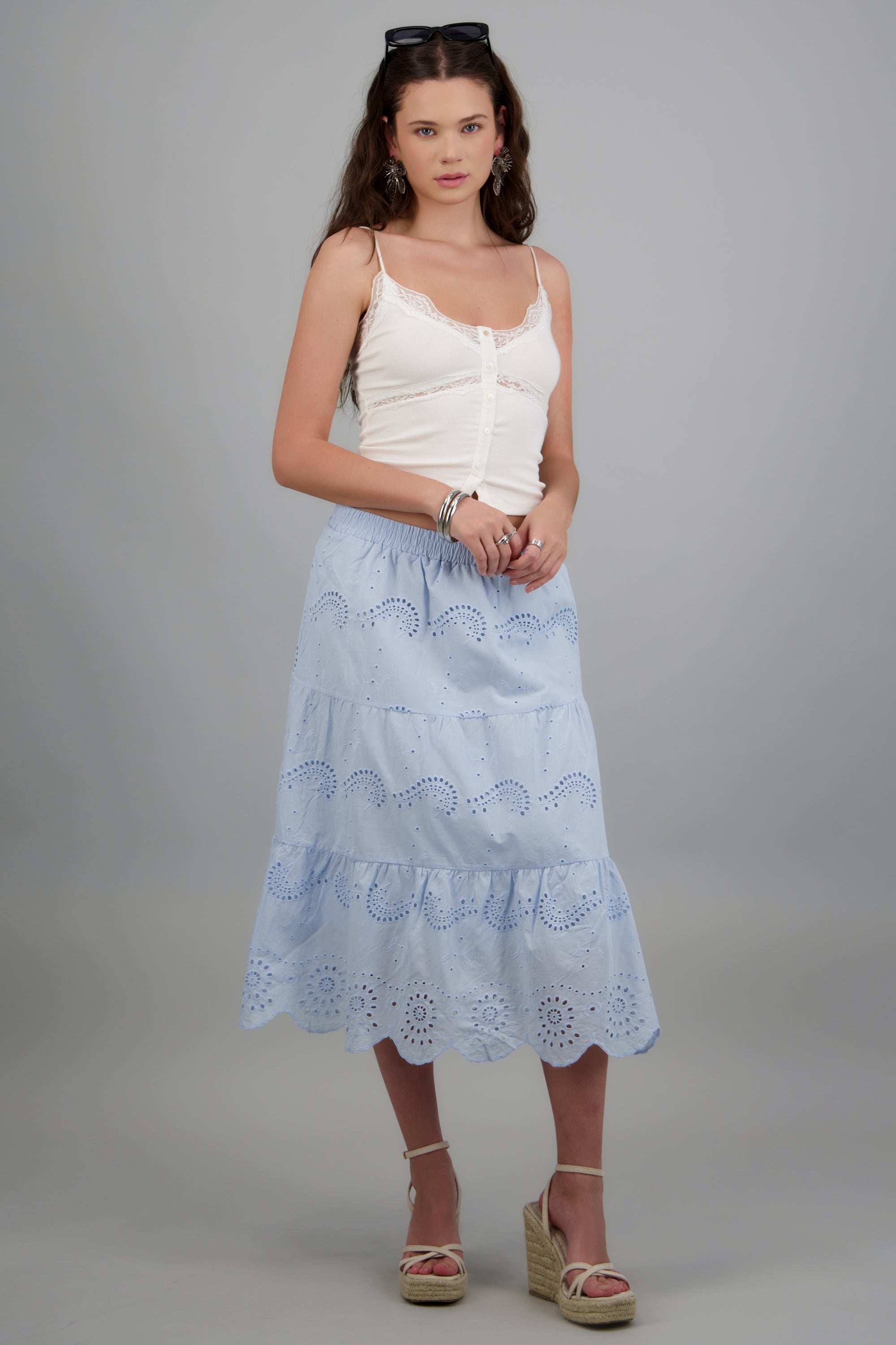 Falda maxi eyelet AZUL