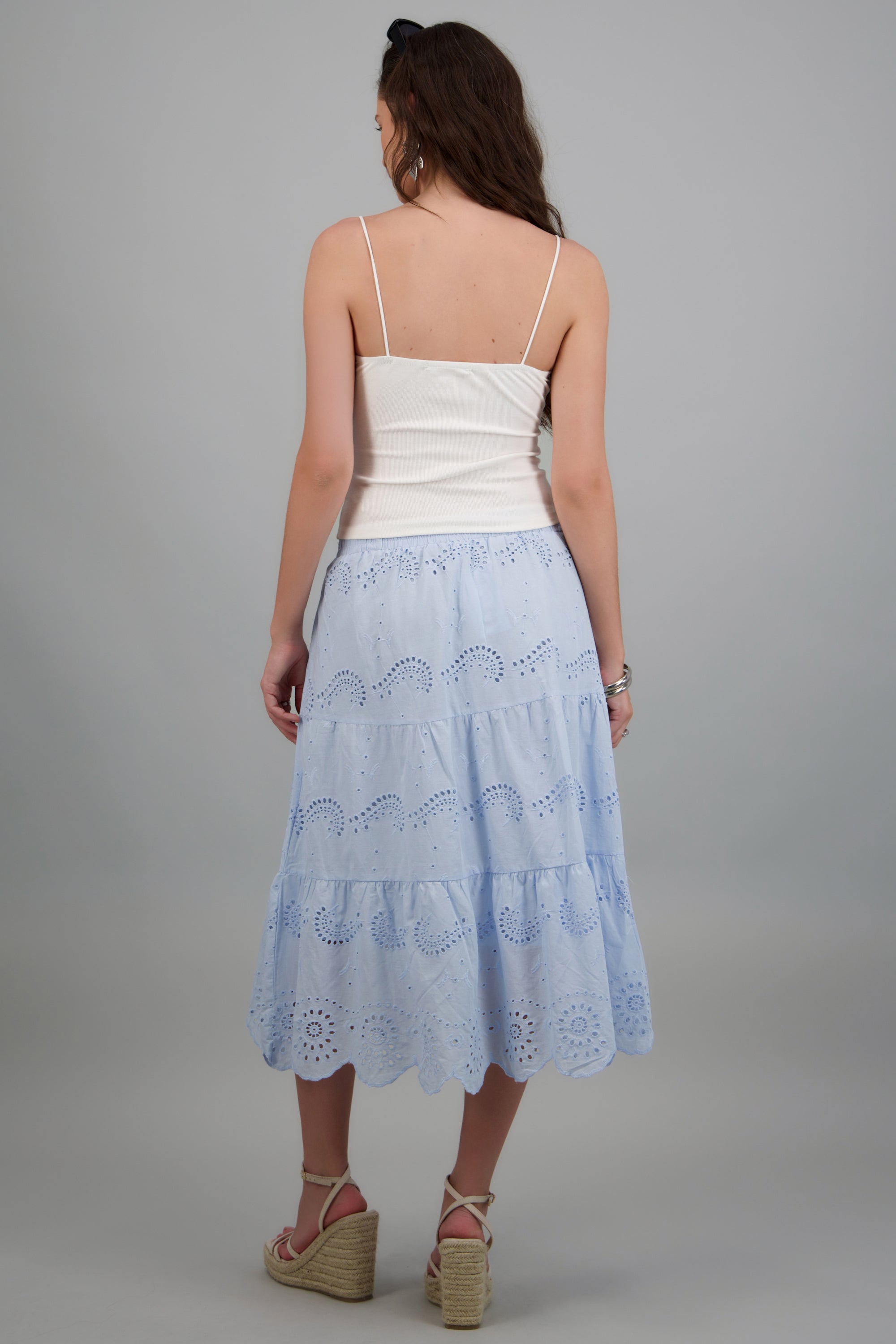 Falda maxi eyelet AZUL