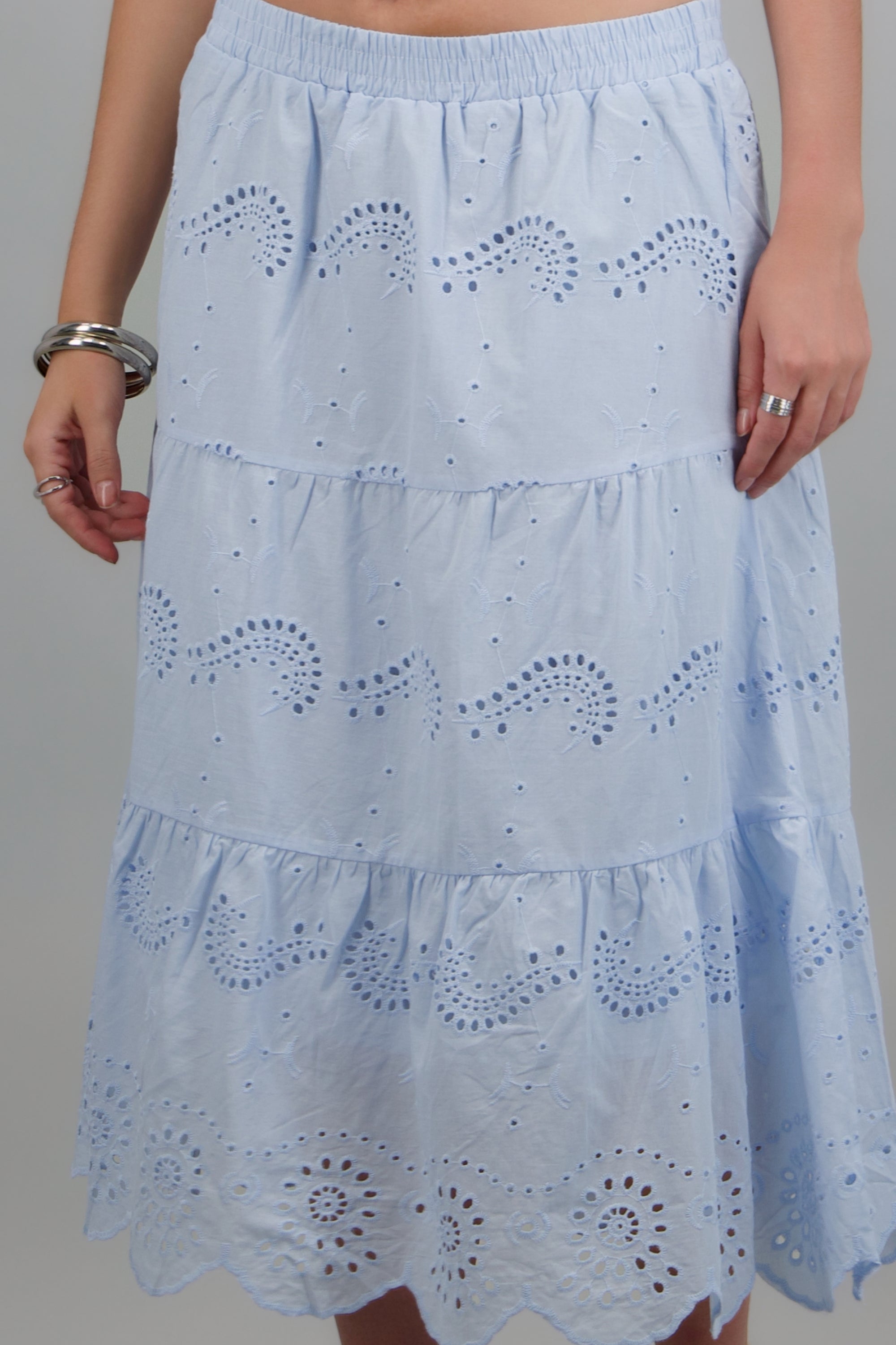 Falda maxi eyelet AZUL