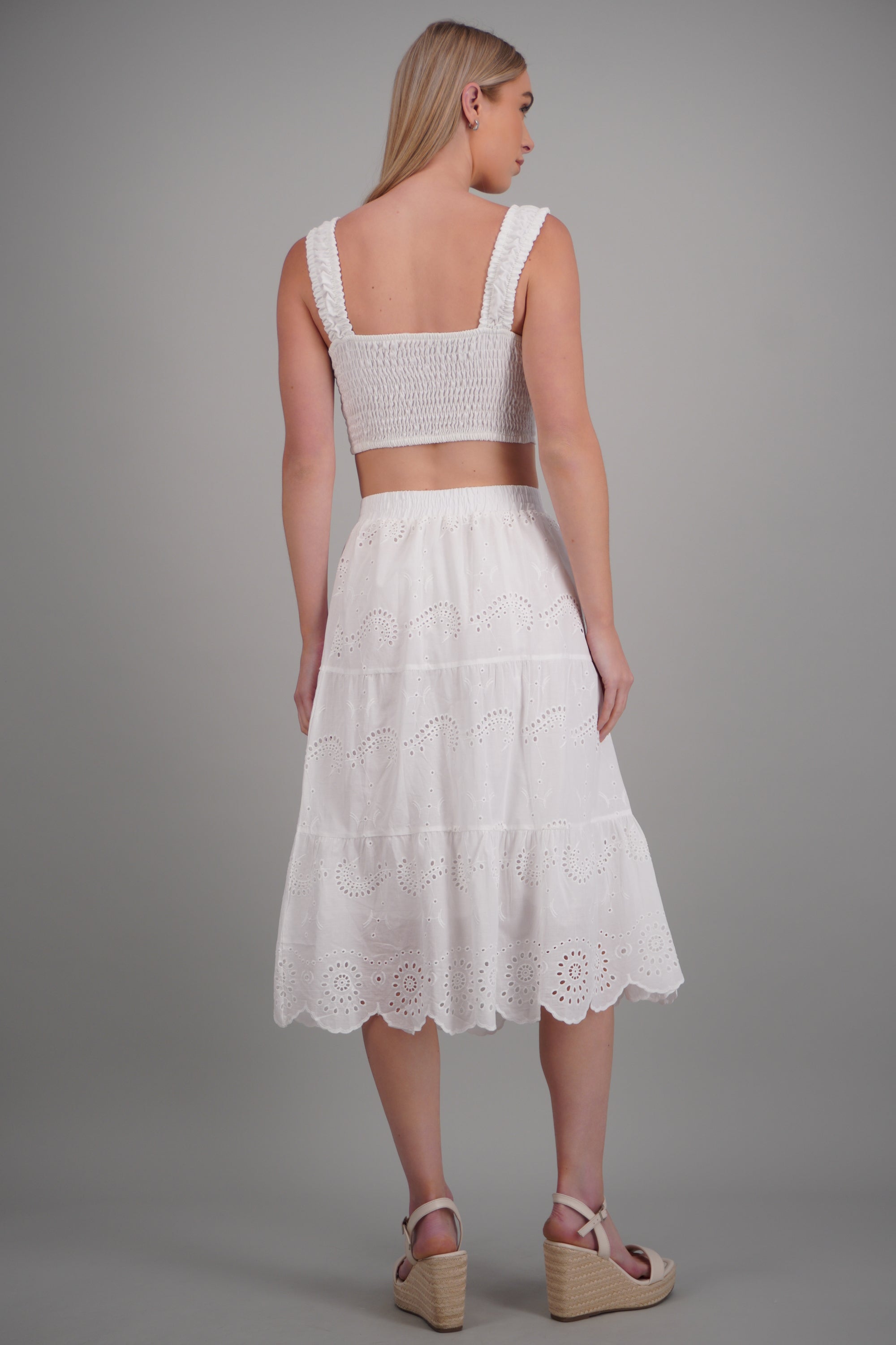 Falda maxi eyelet BLANCO