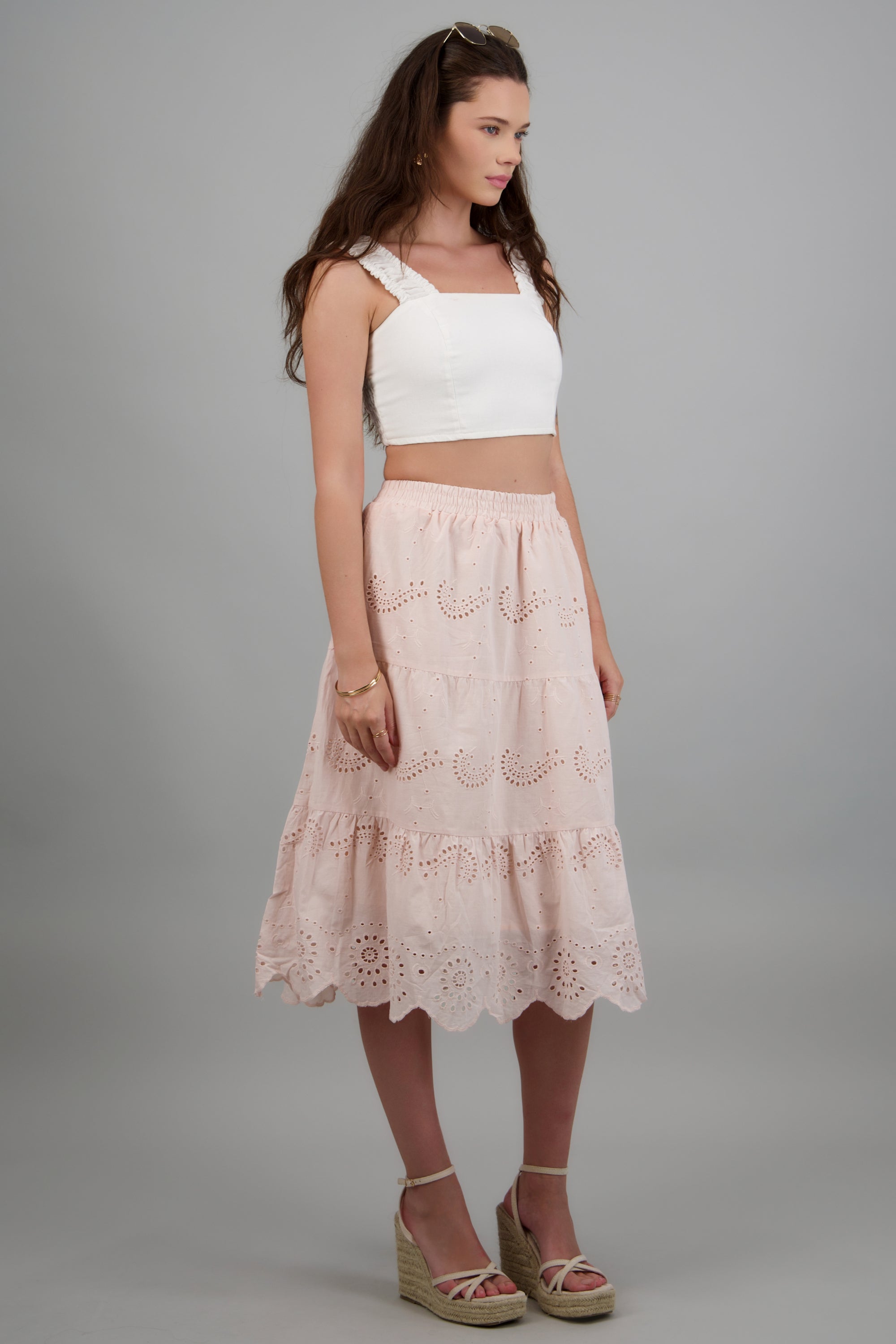 Falda maxi eyelet BLUSH