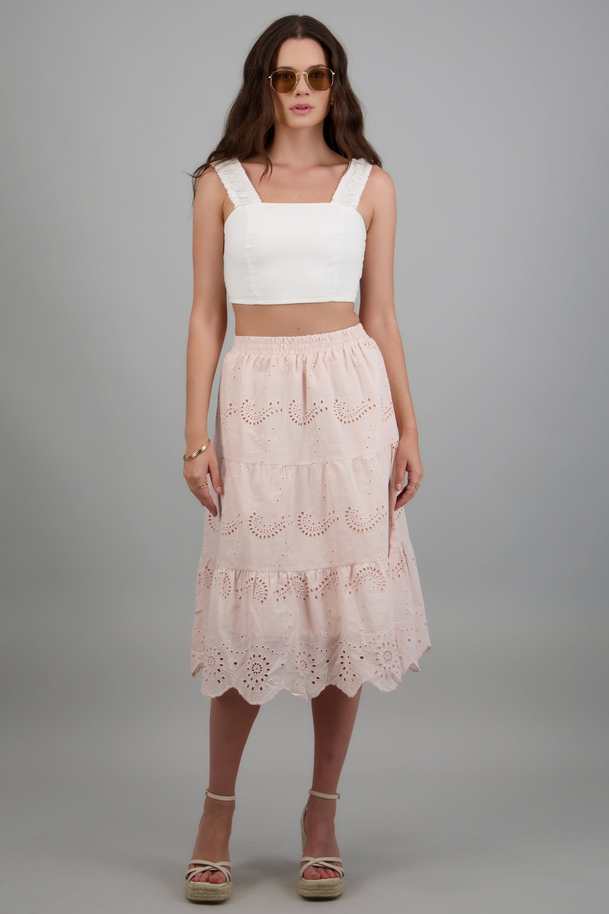 Falda maxi eyelet BLUSH