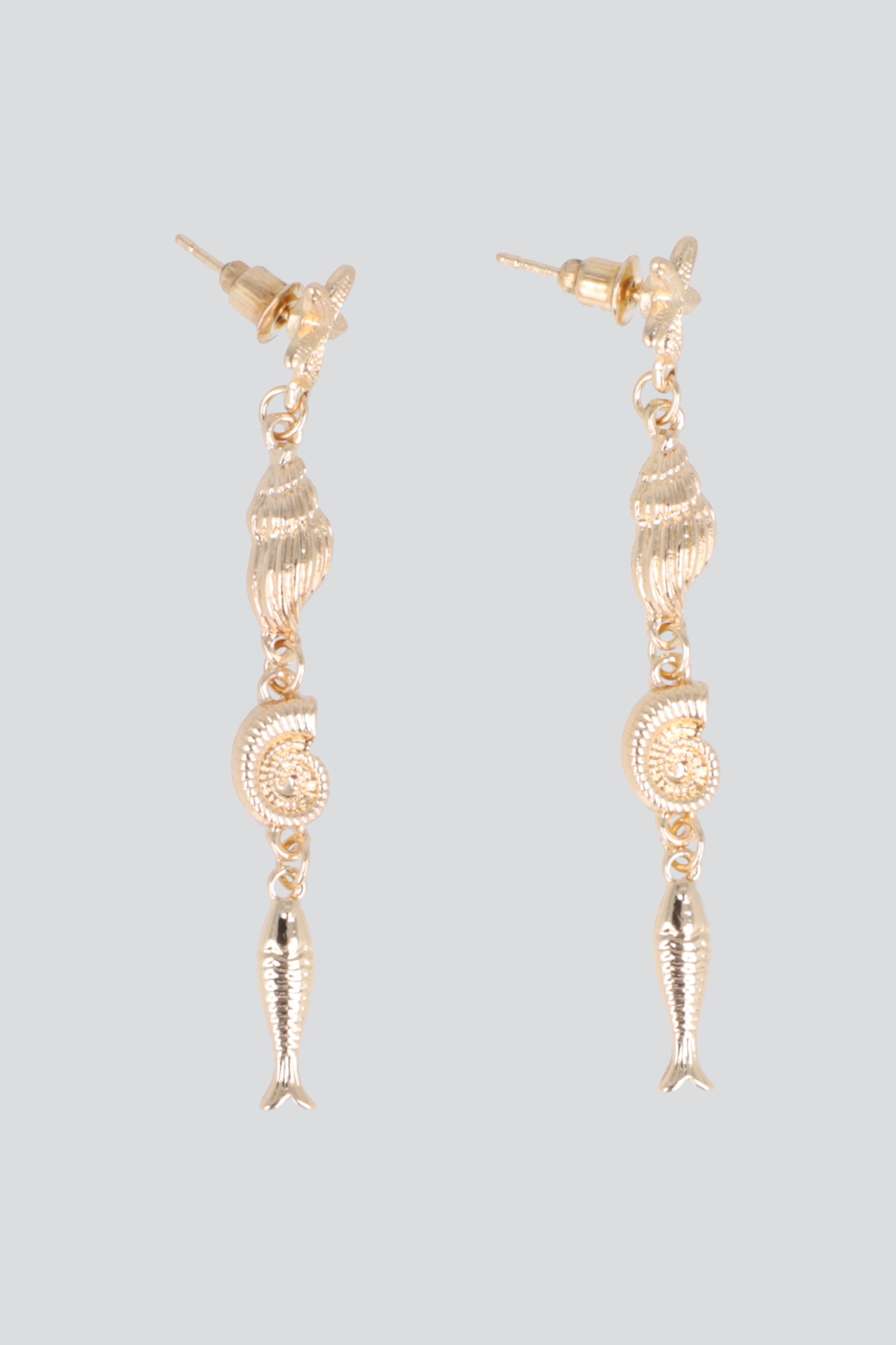 ARETES CONCHITAS LARGOS MIX ORO