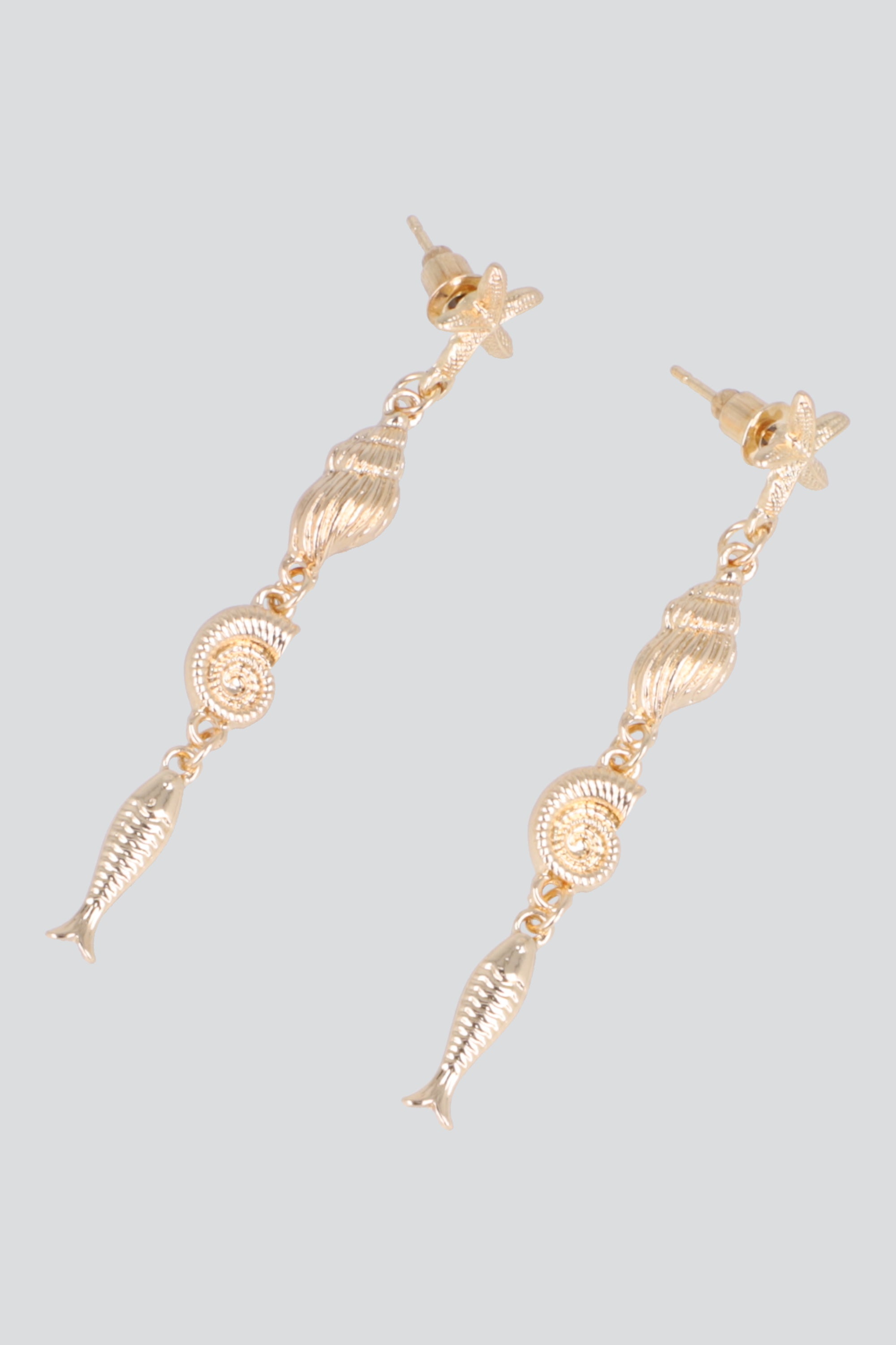 ARETES CONCHITAS LARGOS MIX ORO