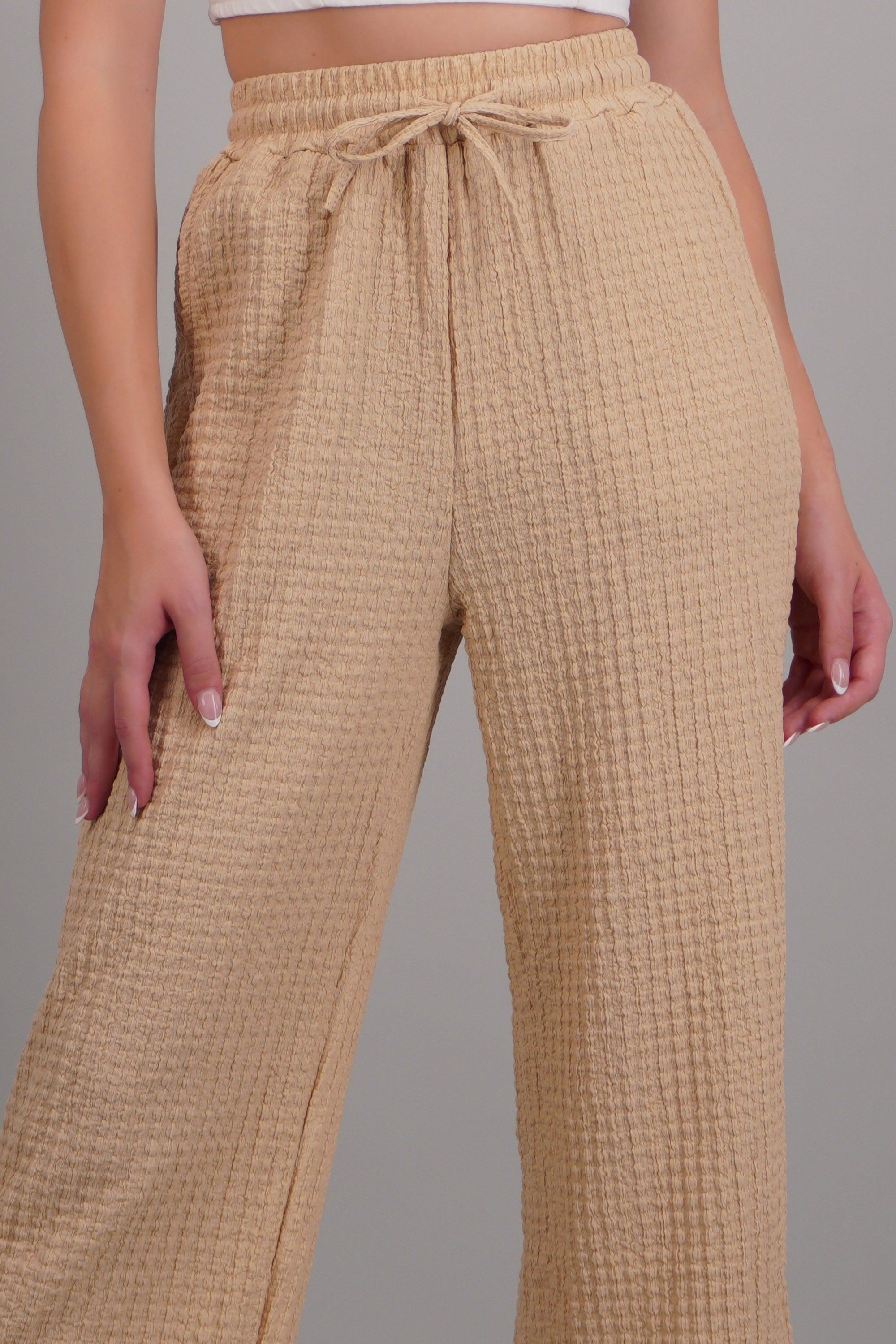 Pantalon wide leg textura KHAKI