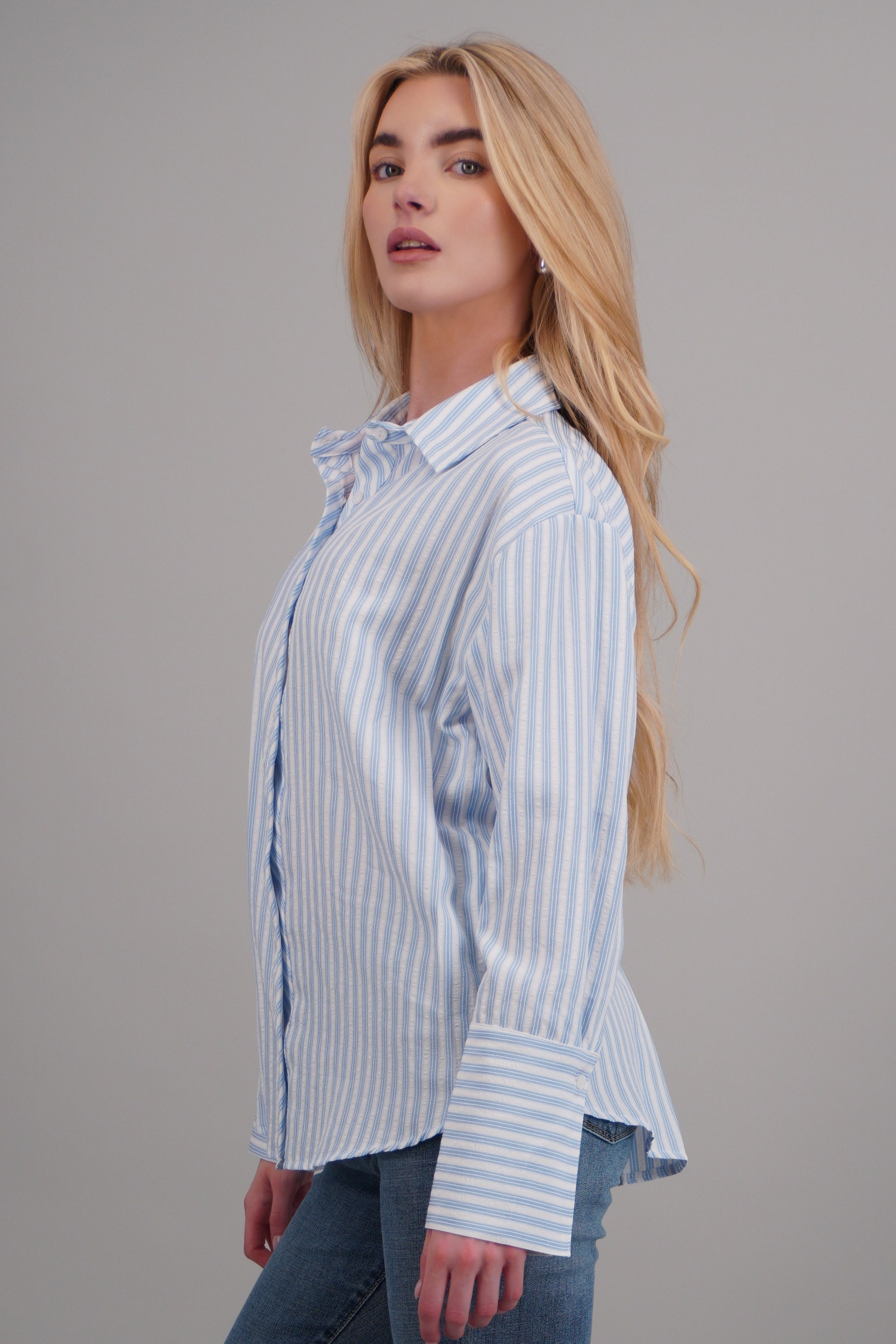 Camisa amplia de rayas AZUL COMBO