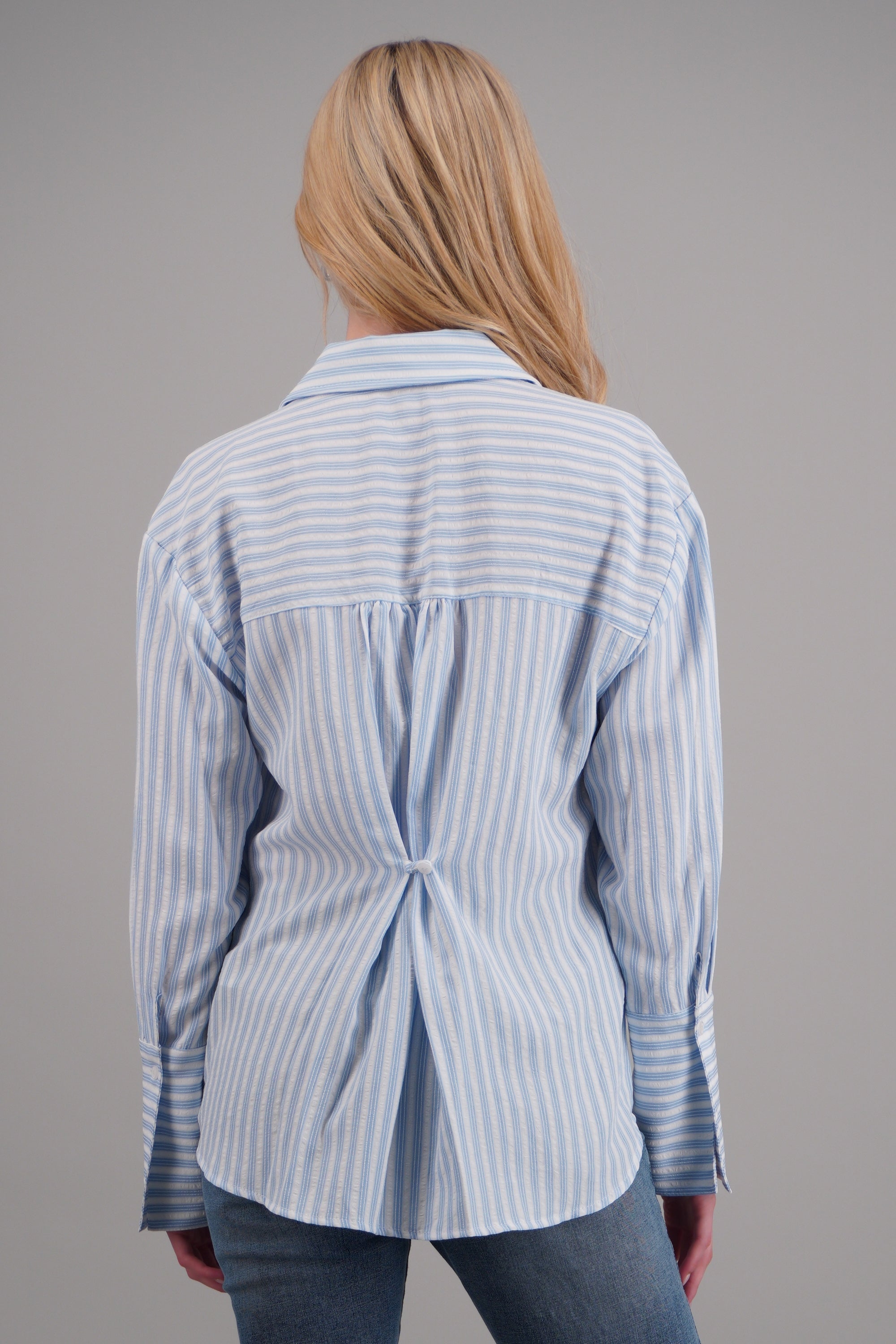 Camisa amplia de rayas AZUL COMBO
